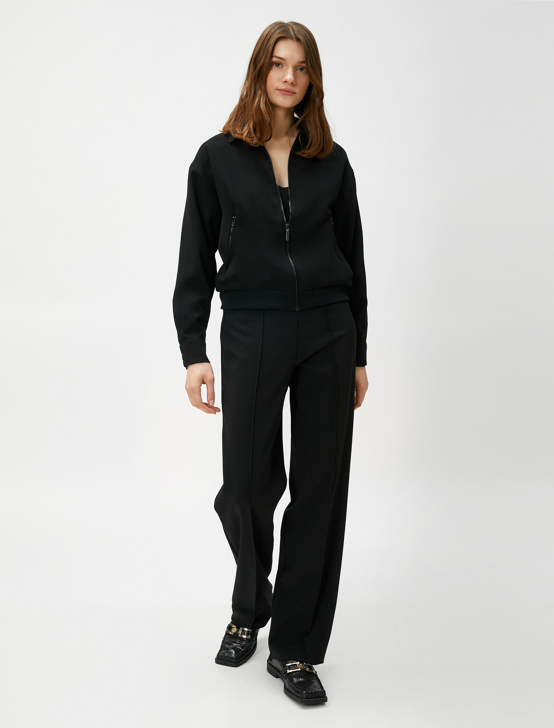   Bomber Ceket Fermuarlı Cepli Gömlek Yaka