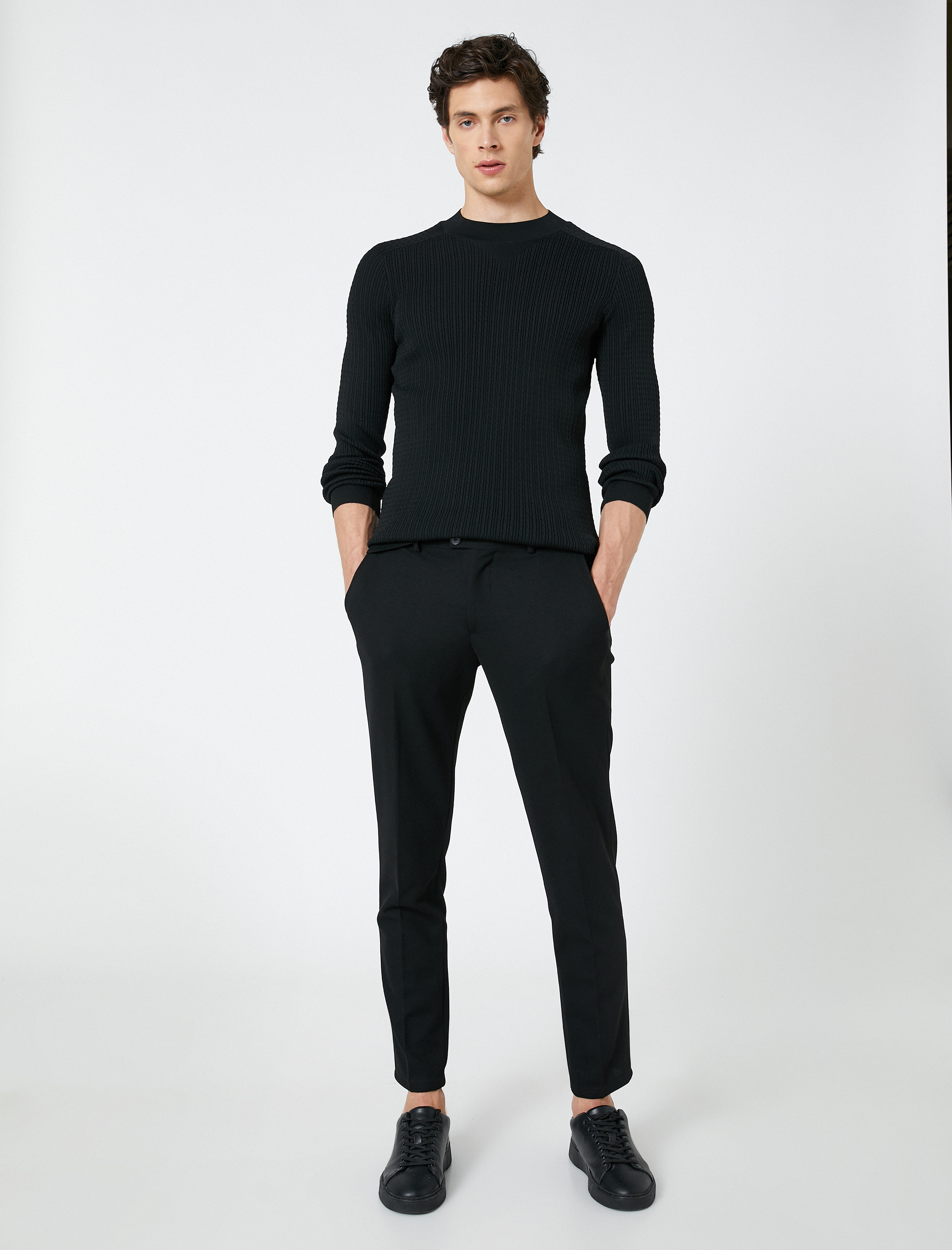   Triko Kazak Dokulu Bisiklet Yaka Dar Kesim