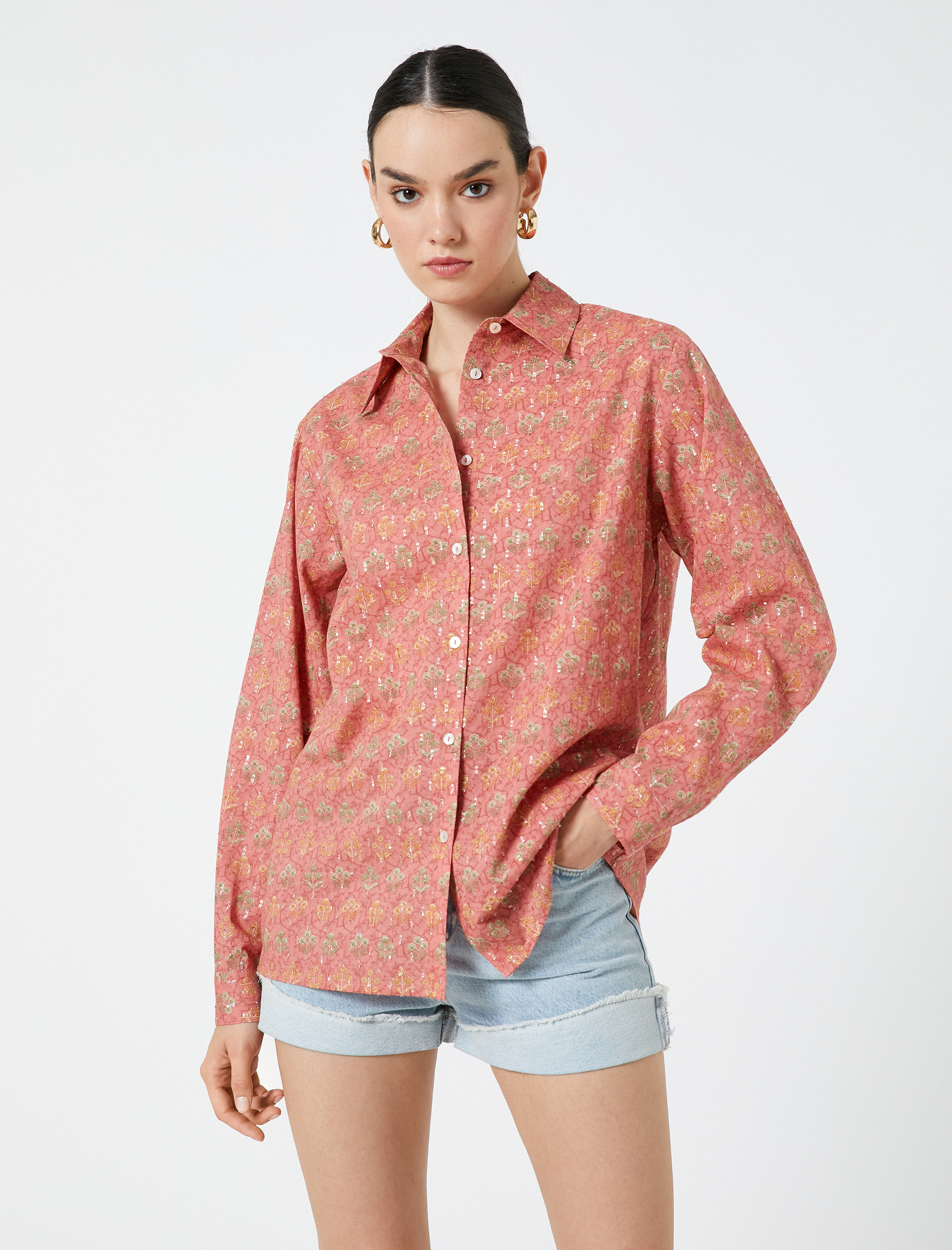   Çiçekli Gömlek Uzun Kollu Relax Fit