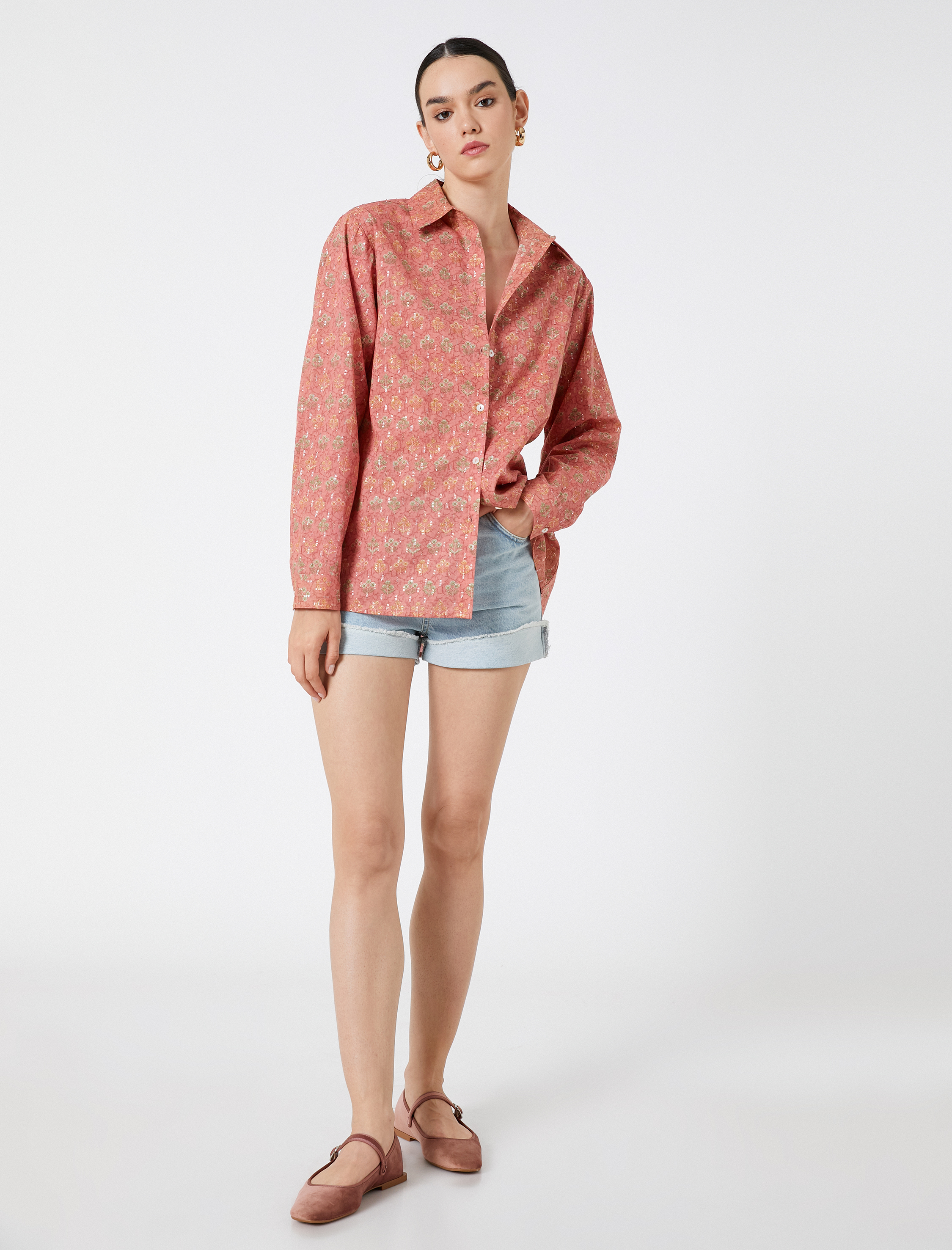   Çiçekli Gömlek Uzun Kollu Relax Fit