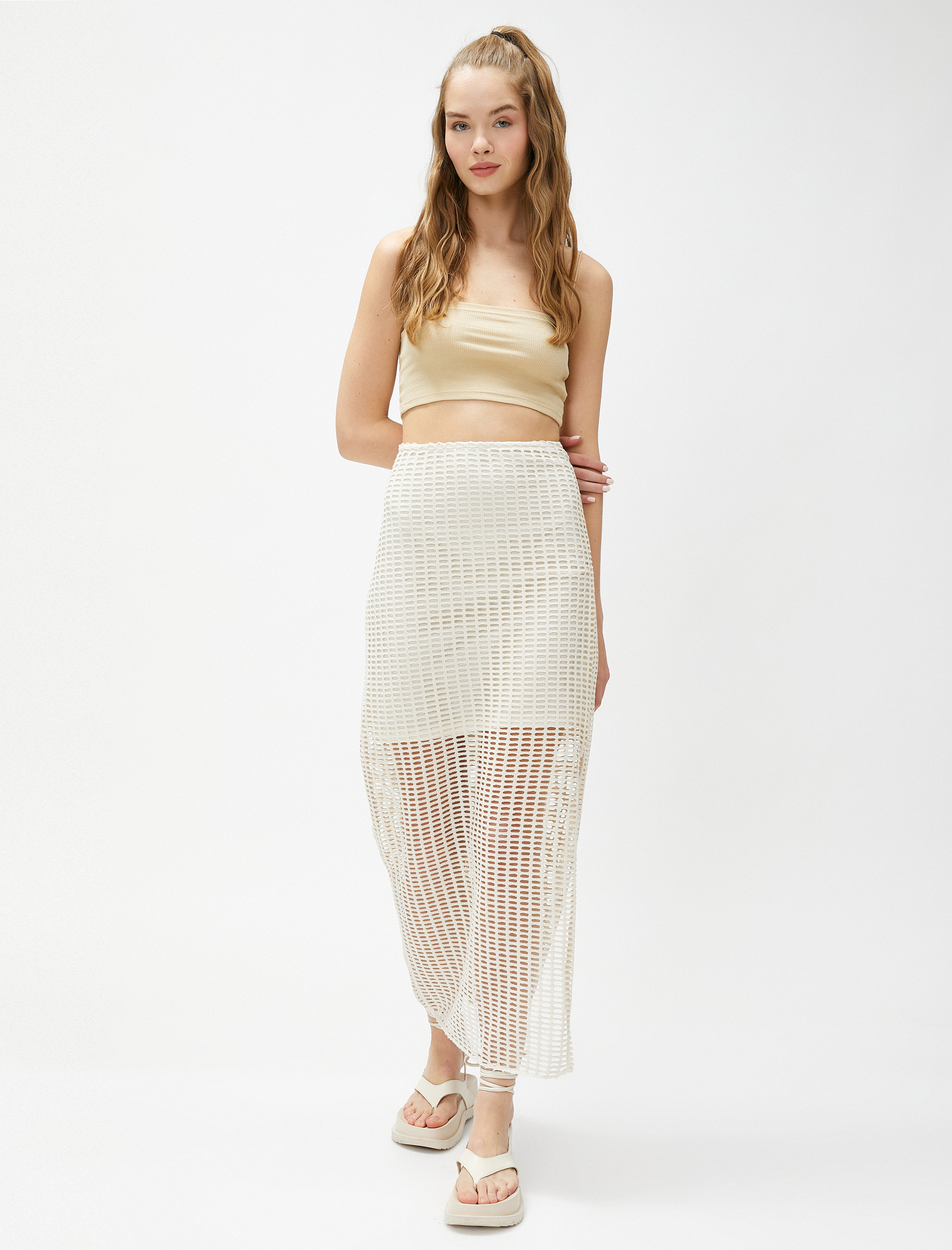 Kroşe Uzun Etek Yırtmaçlı Astarlı