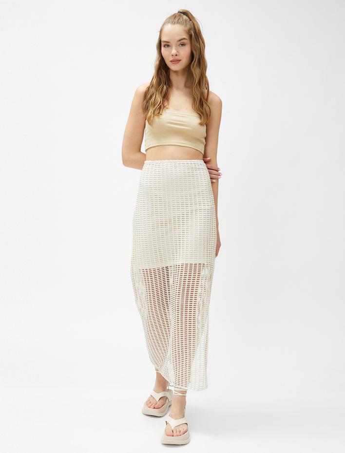  Kroşe Uzun Etek Yırtmaçlı Astarlı