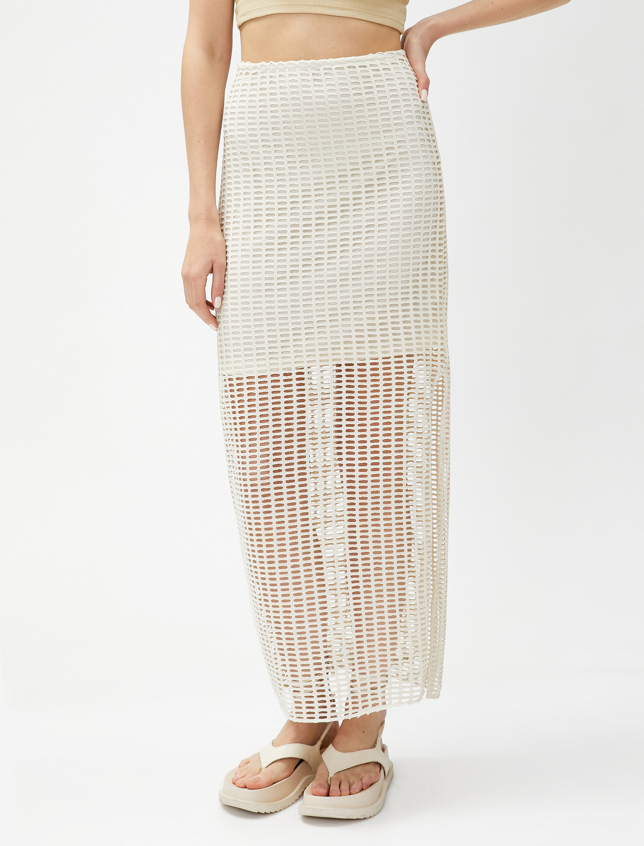 Kroşe Uzun Etek Yırtmaçlı Astarlı