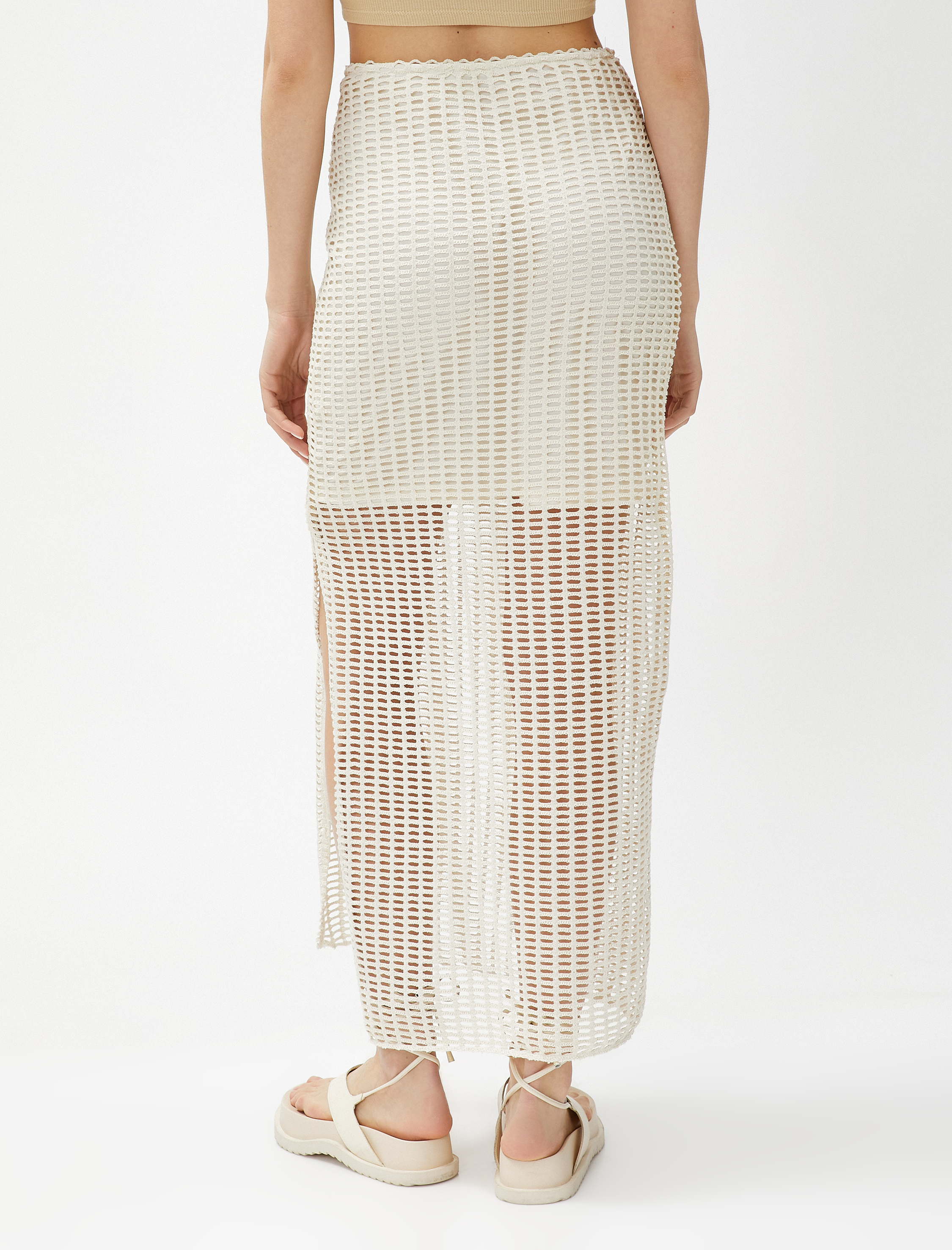 Kroşe Uzun Etek Yırtmaçlı Astarlı