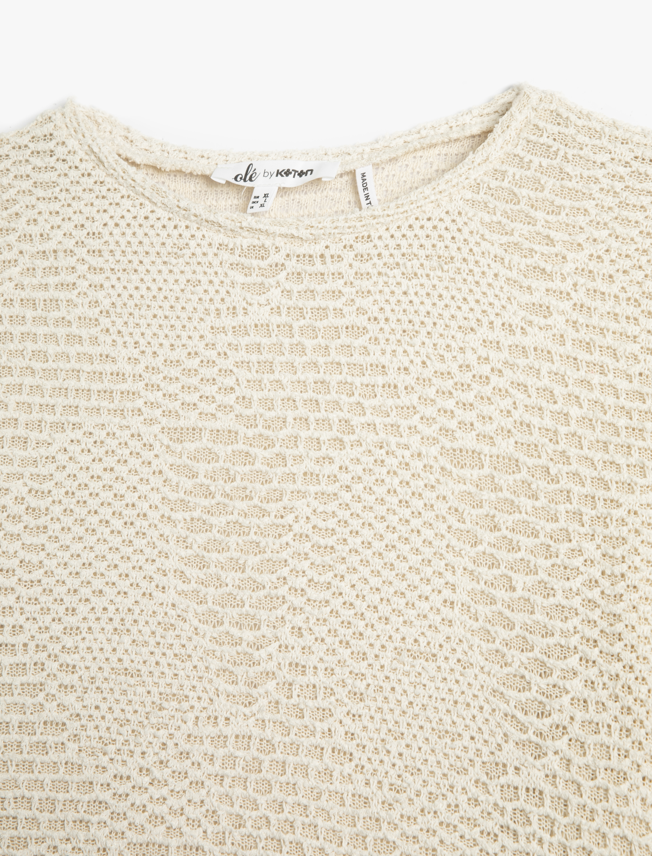   Crop Tişört Uzun Kollu Kroşe Bisiklet Yaka