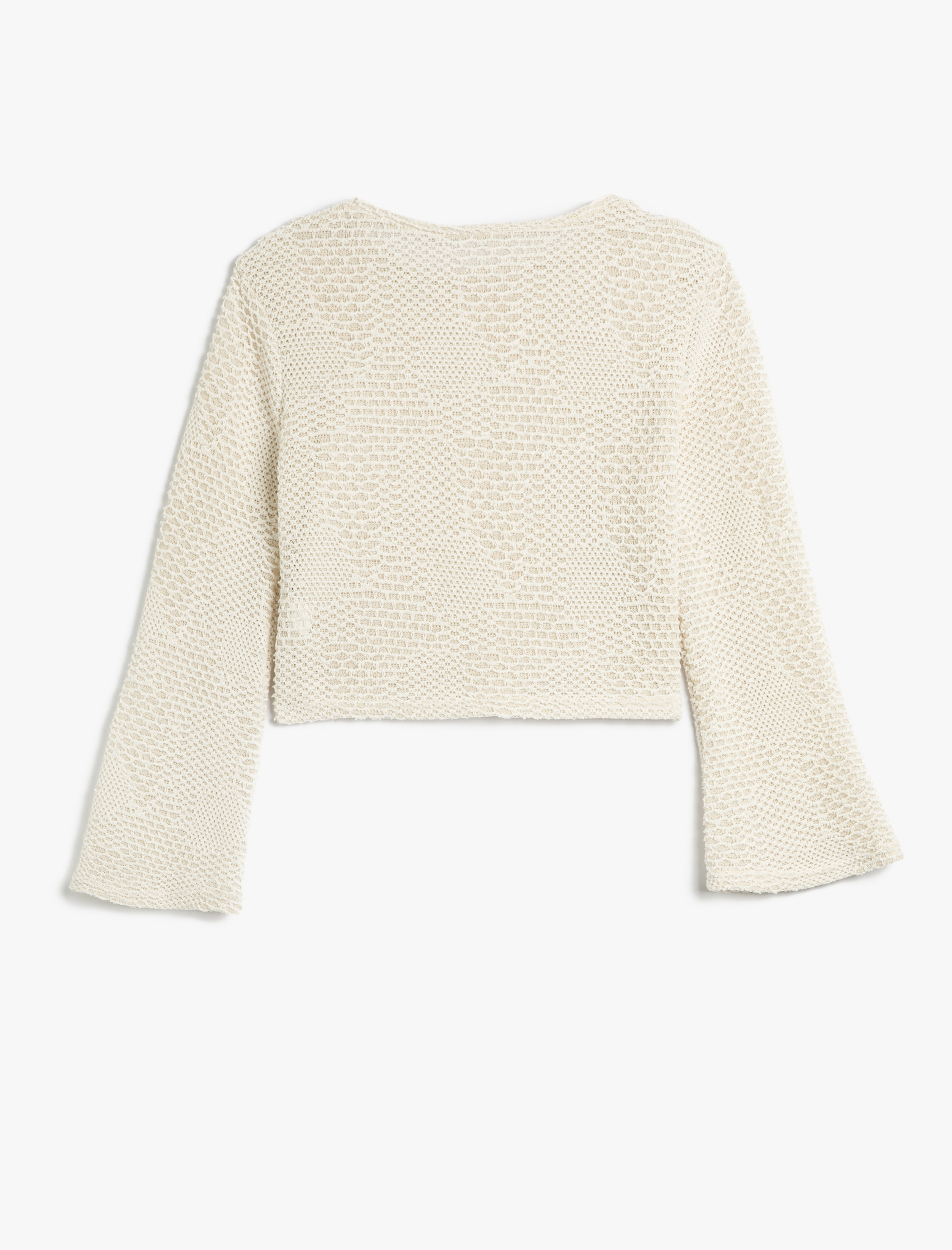   Crop Tişört Uzun Kollu Kroşe Bisiklet Yaka