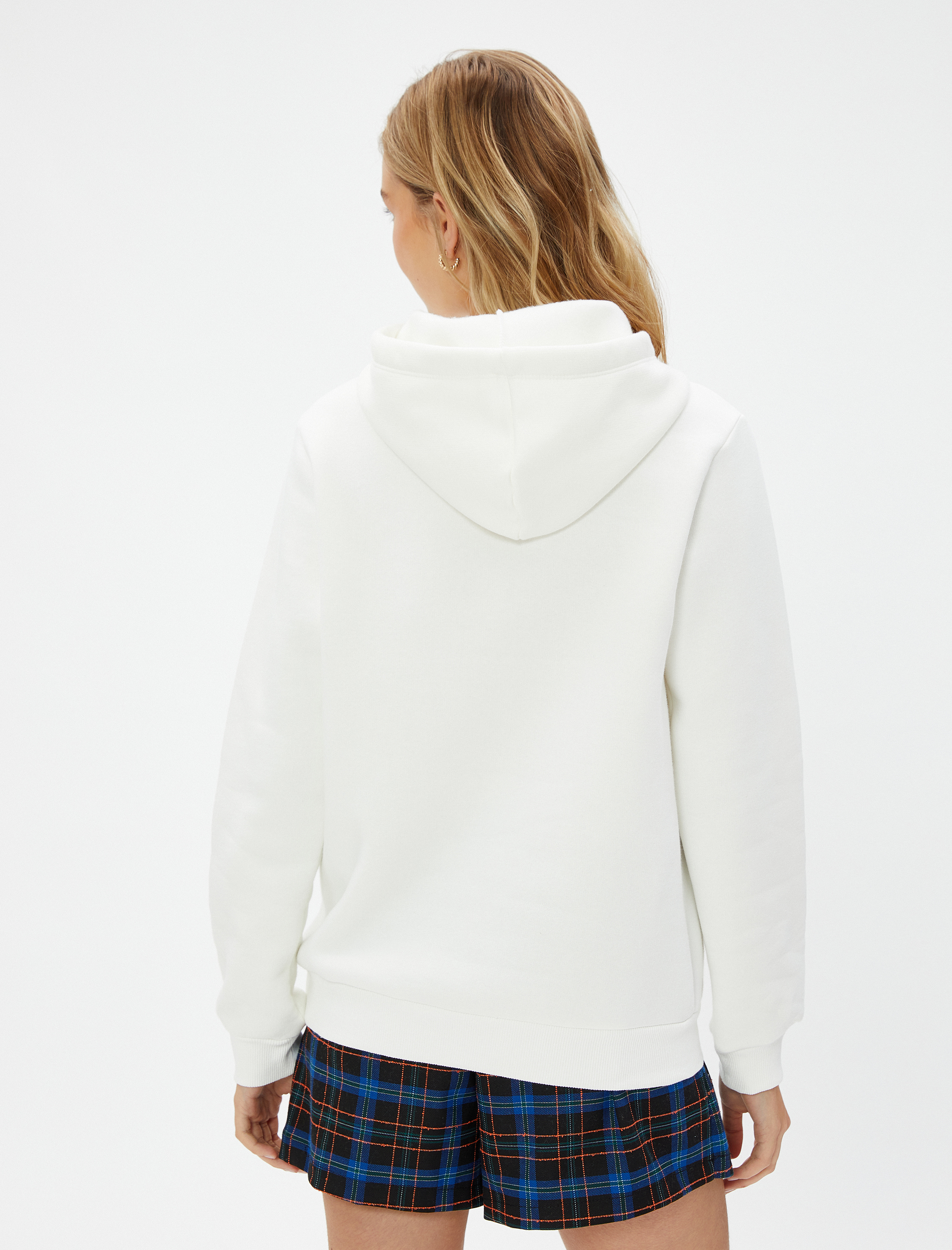   Şardonlu Kapüşonlu Sweatshirt Slogan Nakışlı Kanguru Cepli