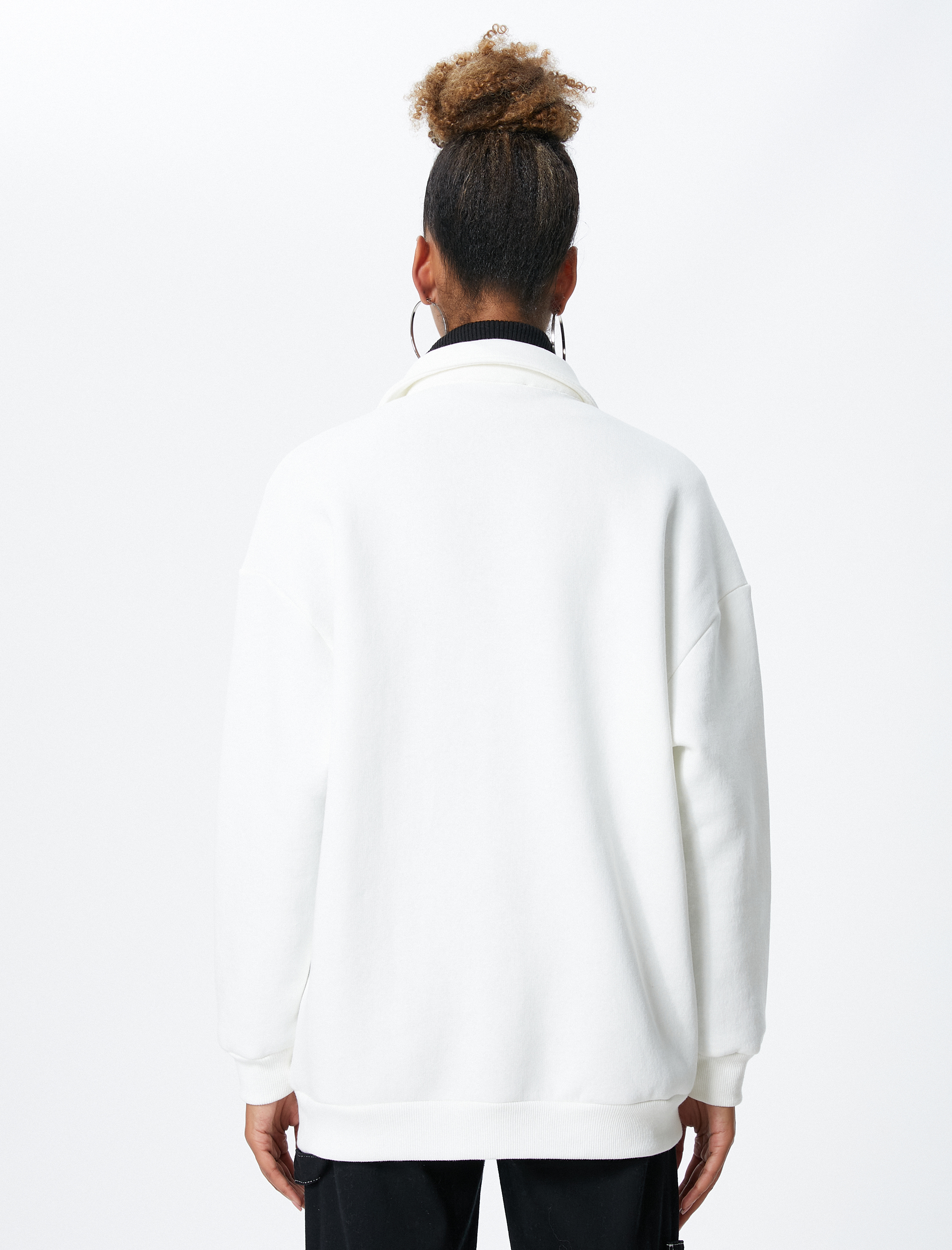   Şardonlu Polo Yaka Sweatshirt Kanguru Cep Detaylı Uzun Kollu