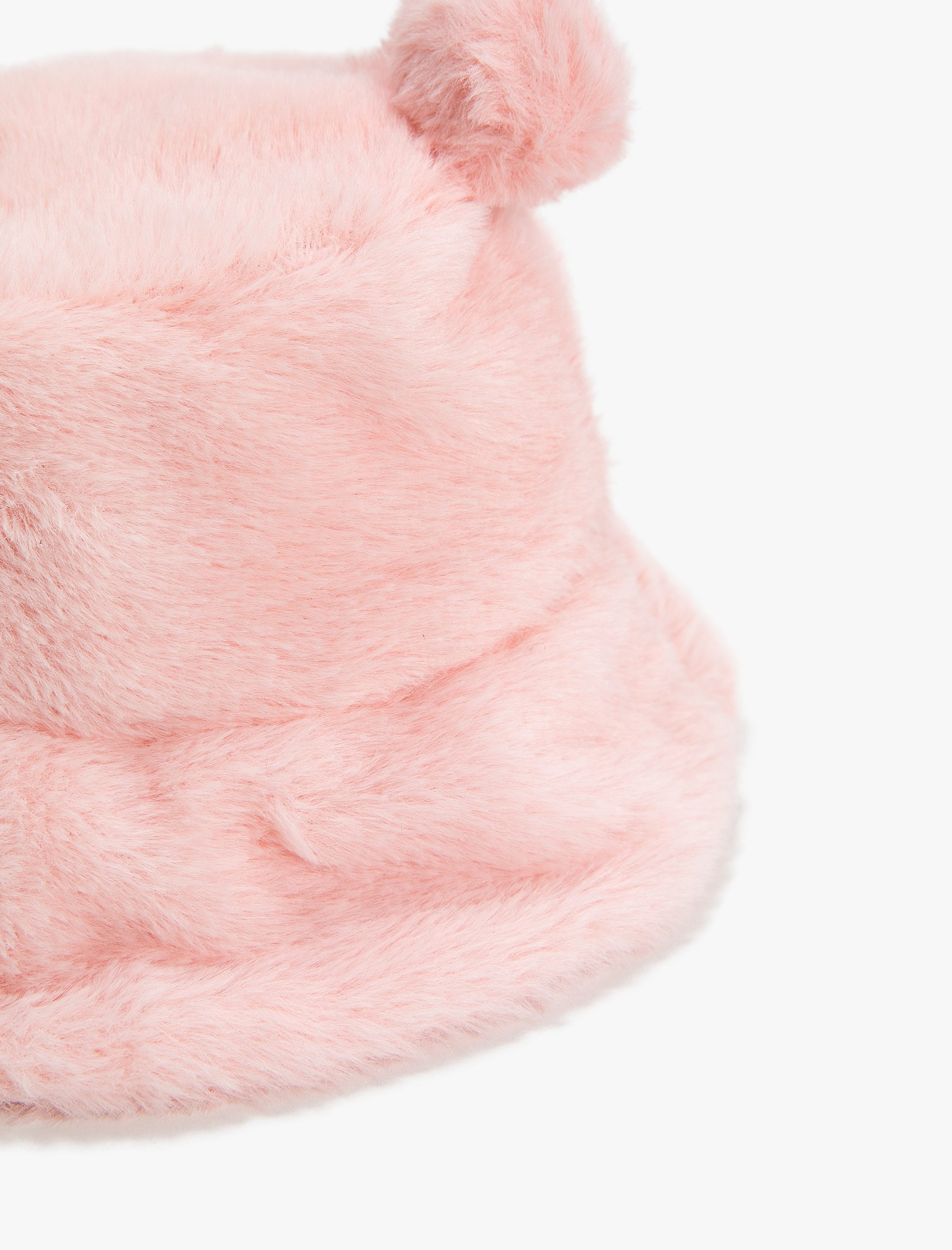  Kız Çocuk Peluş Bucket Şapka Ponpon Detaylı