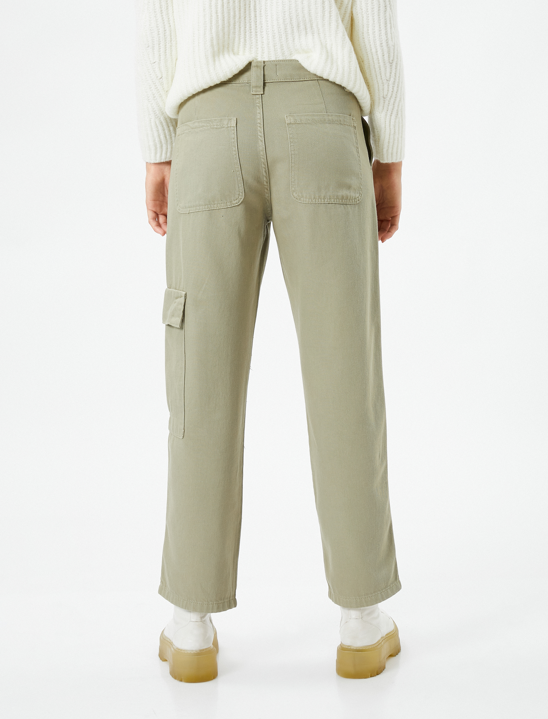   Kargo Pantolon Düz Paça Cep Detaylı Düğmeli Pamuklu