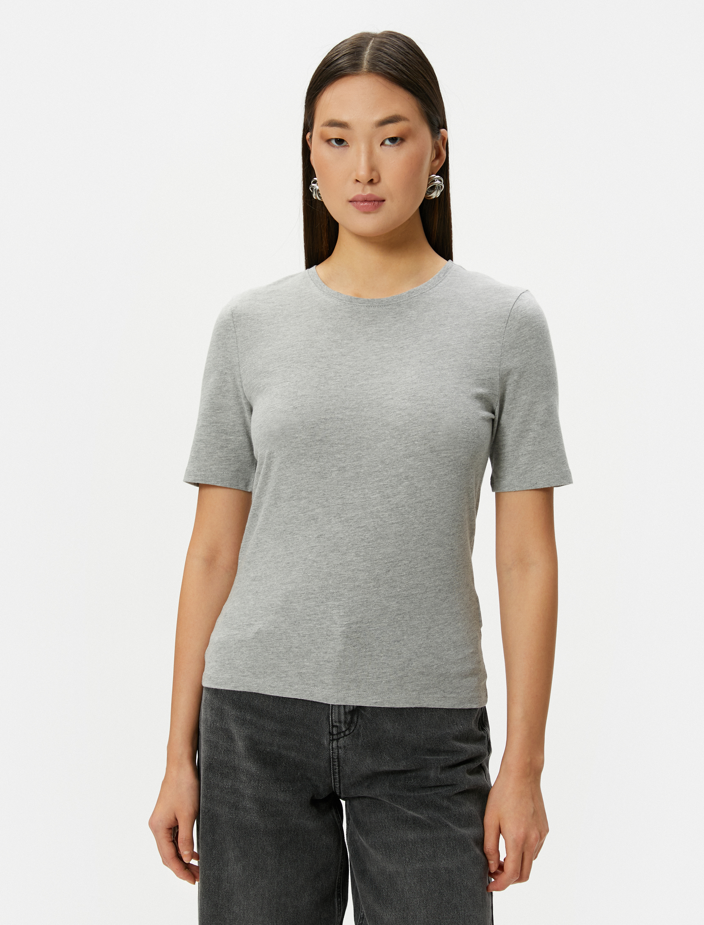   Basic Tişört Kısa Kollu Bisiklet Yaka Pamuklu