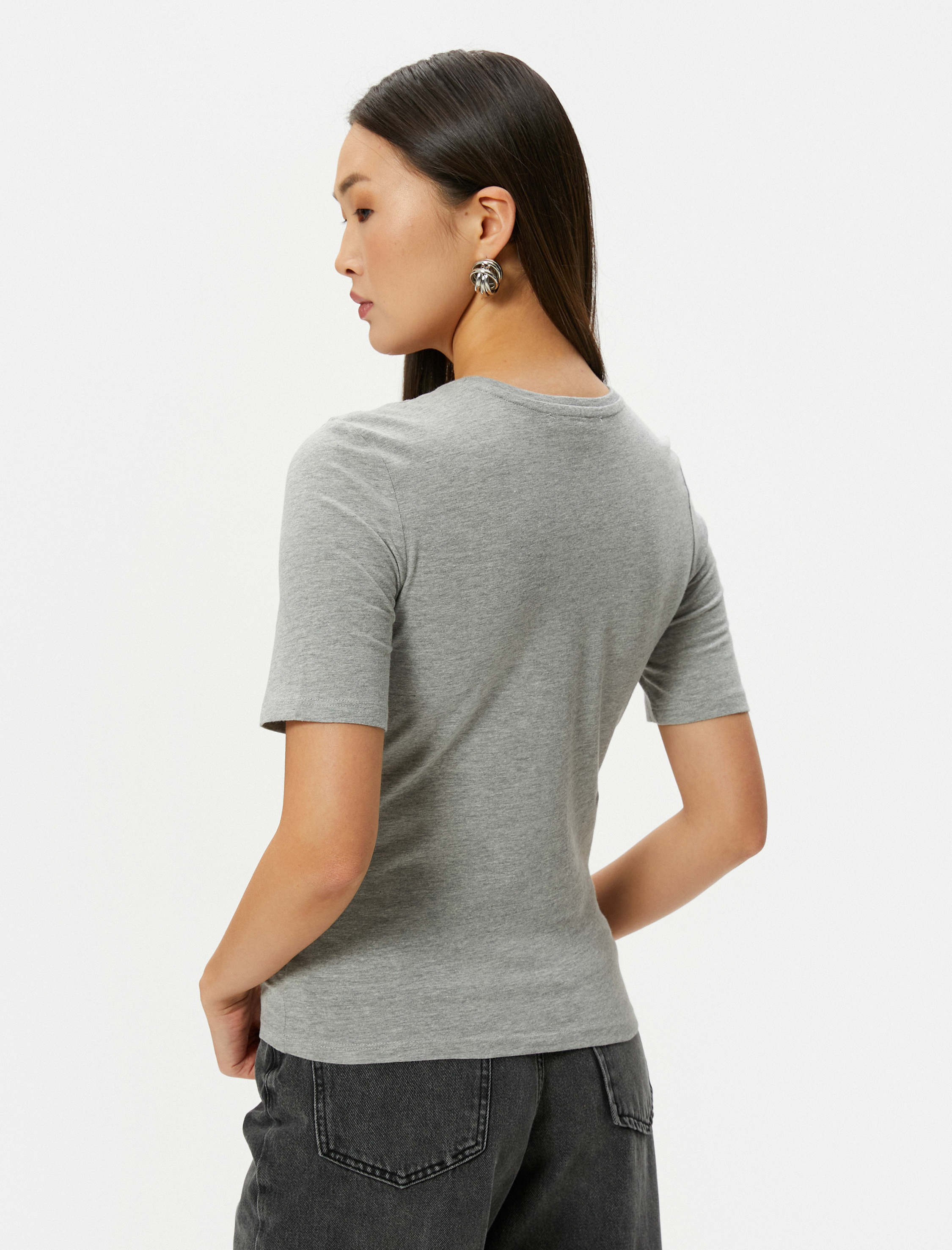   Basic Tişört Kısa Kollu Bisiklet Yaka Pamuklu