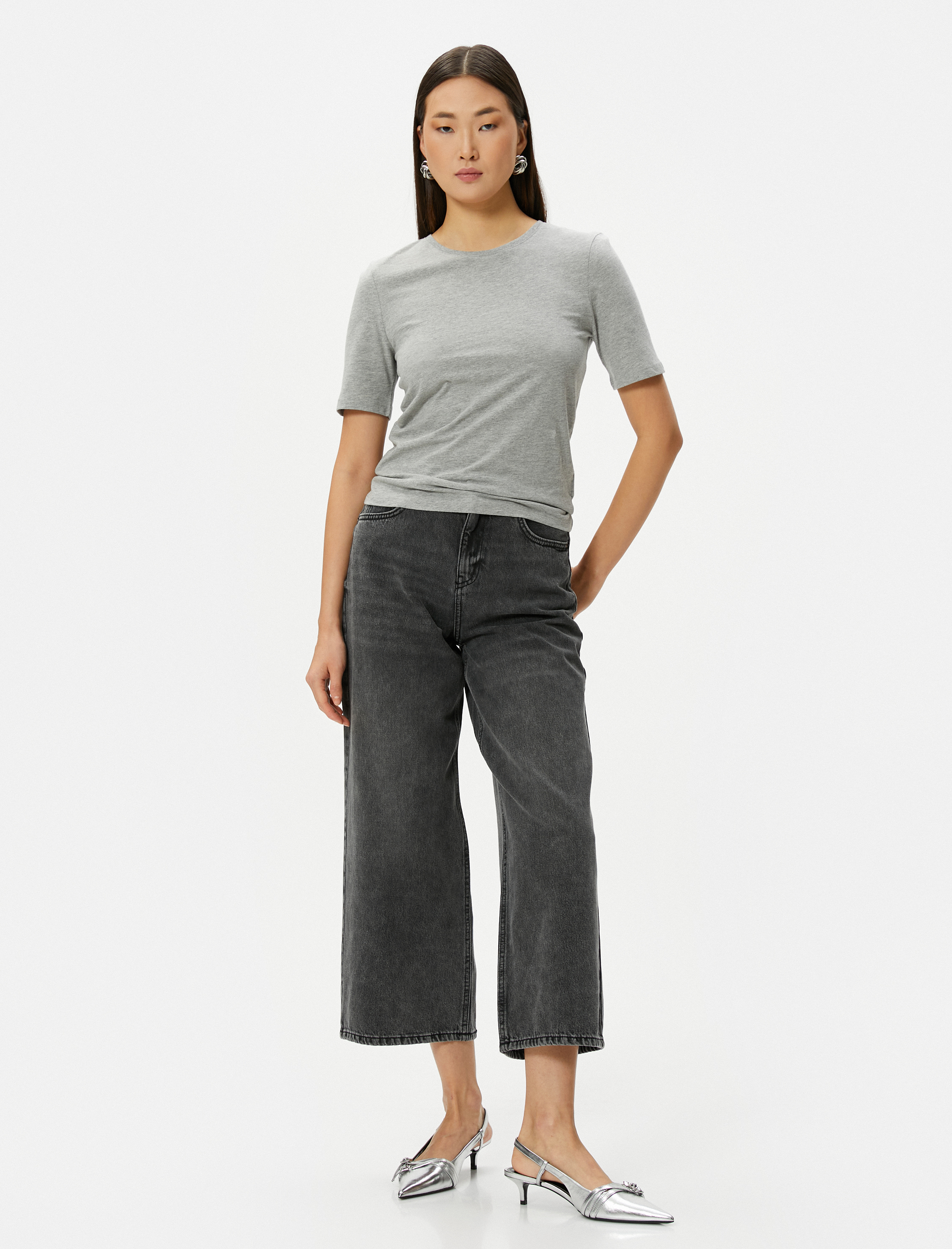   Basic Tişört Kısa Kollu Bisiklet Yaka Pamuklu