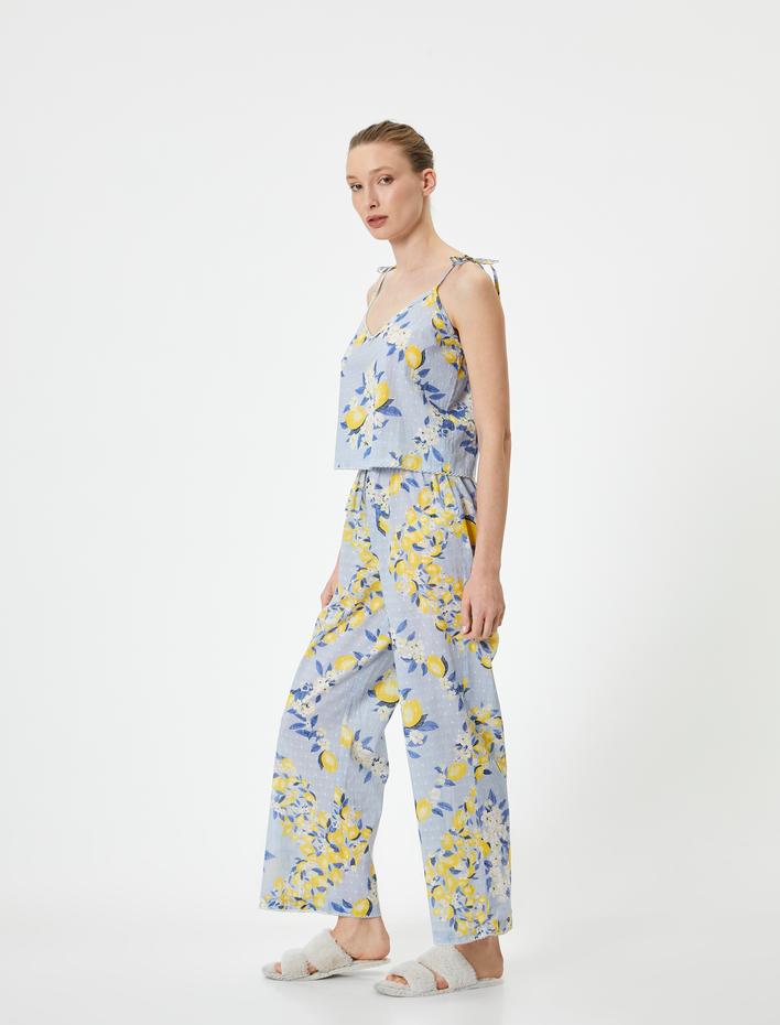  İnce Askılı Çiçekli Dantel Detaylı Atlet