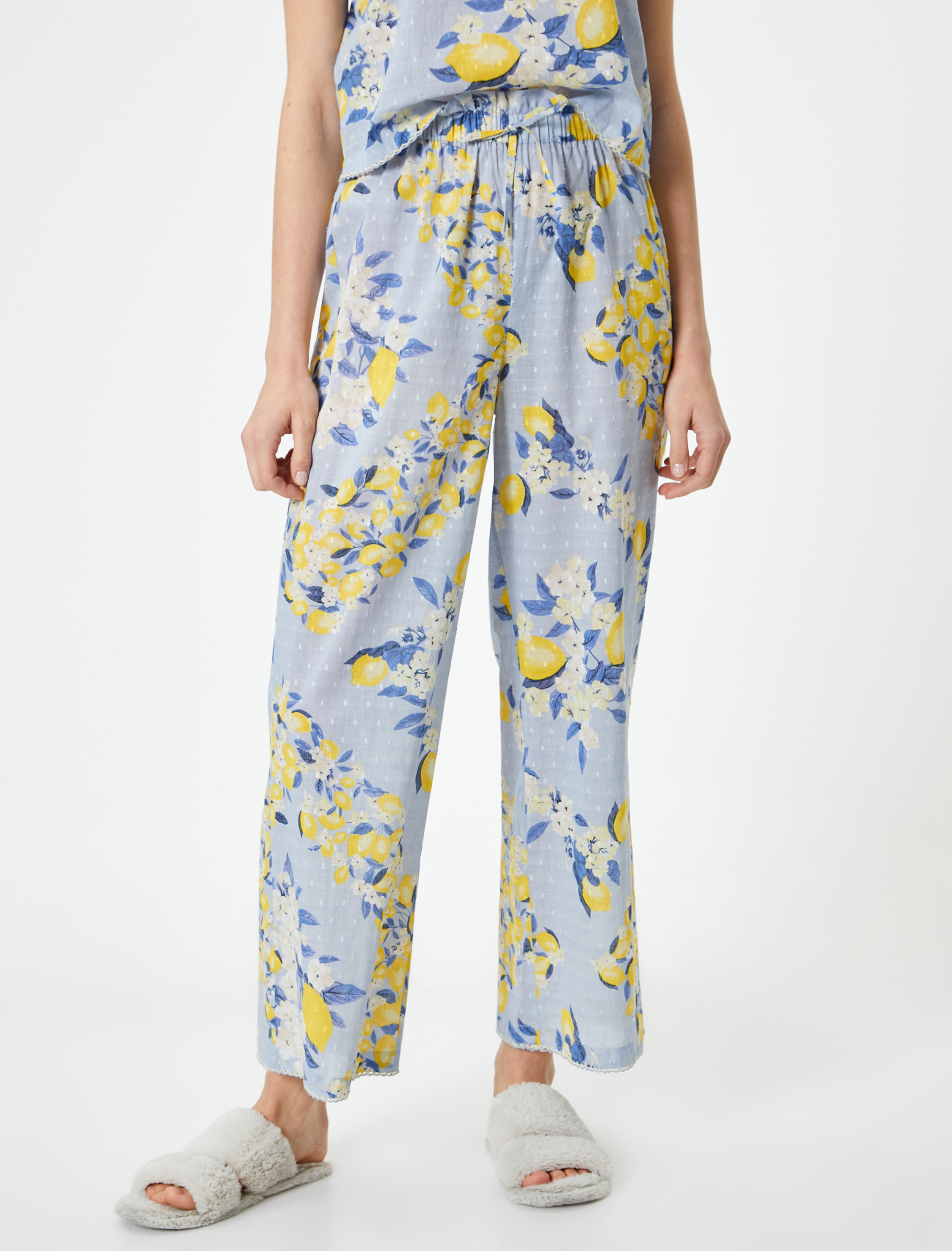   Pijama Altı Beli Bağcıklı Fırfırlı Pamuklu