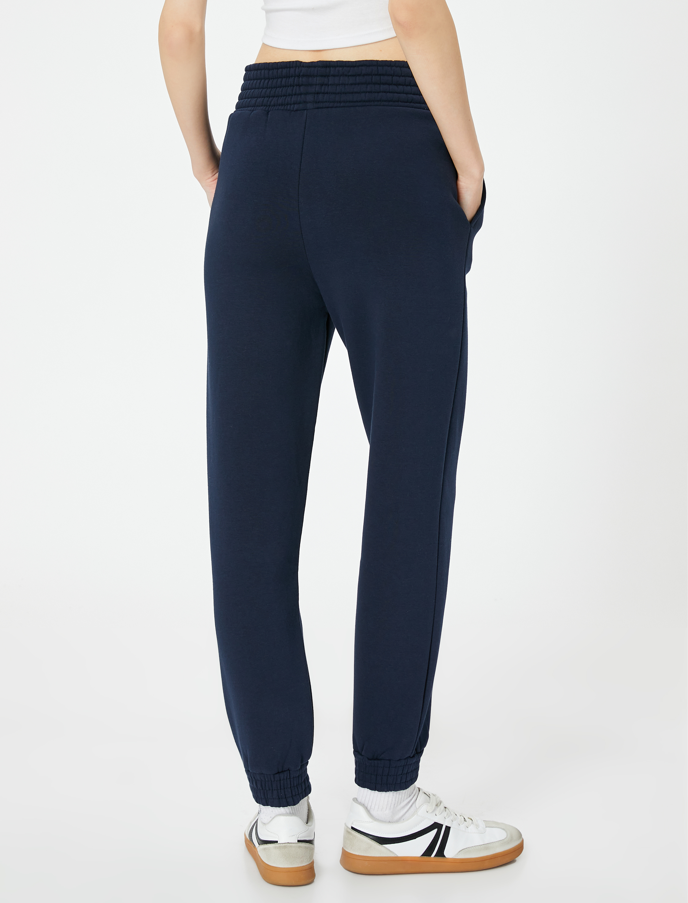   Şardonlu Jogger Eşofman Altı Yüksek Bel Cepli Rahat Kalıp