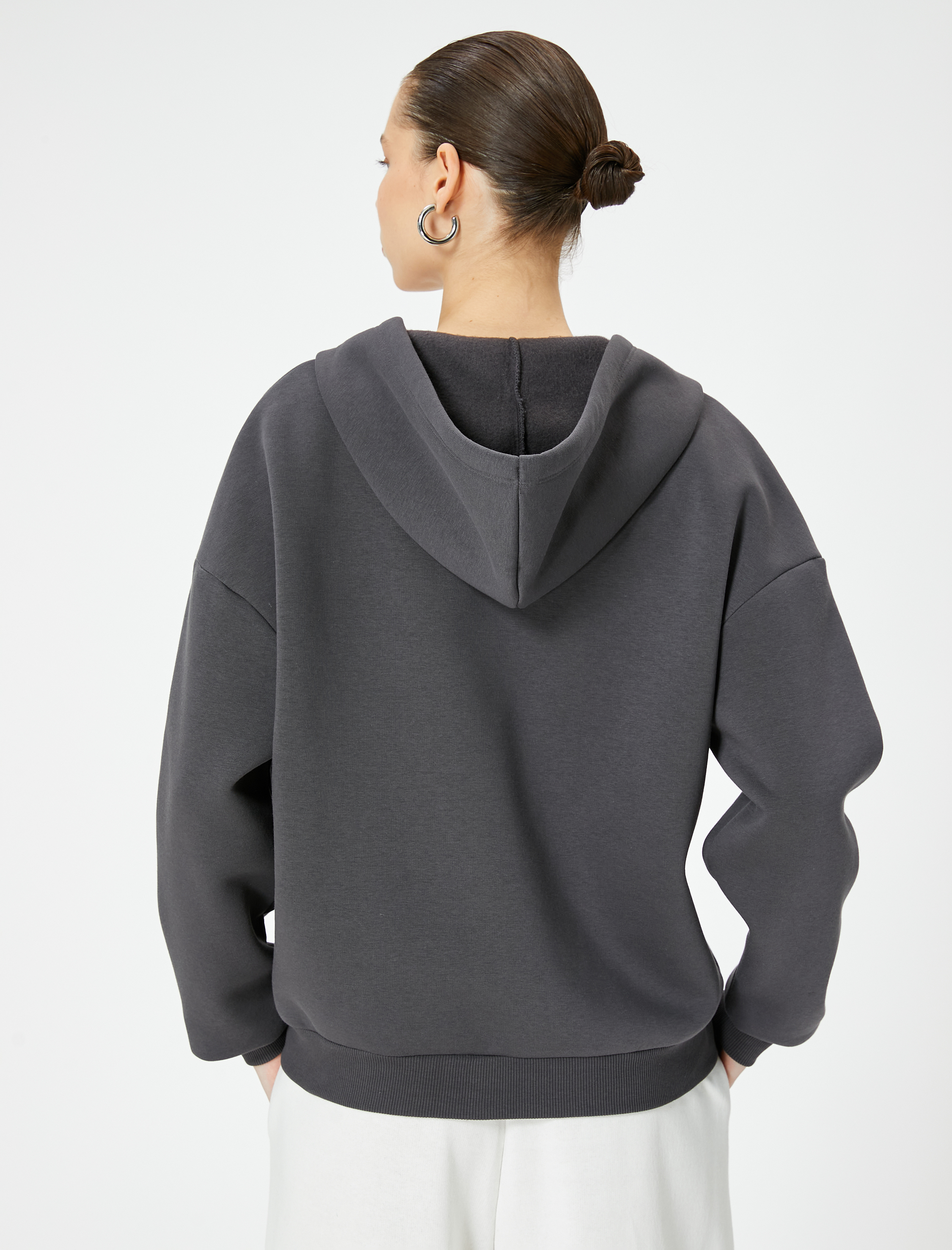 Şardonlu Kapüşonlu Oversize Kanguru Cepli Sweatshirt