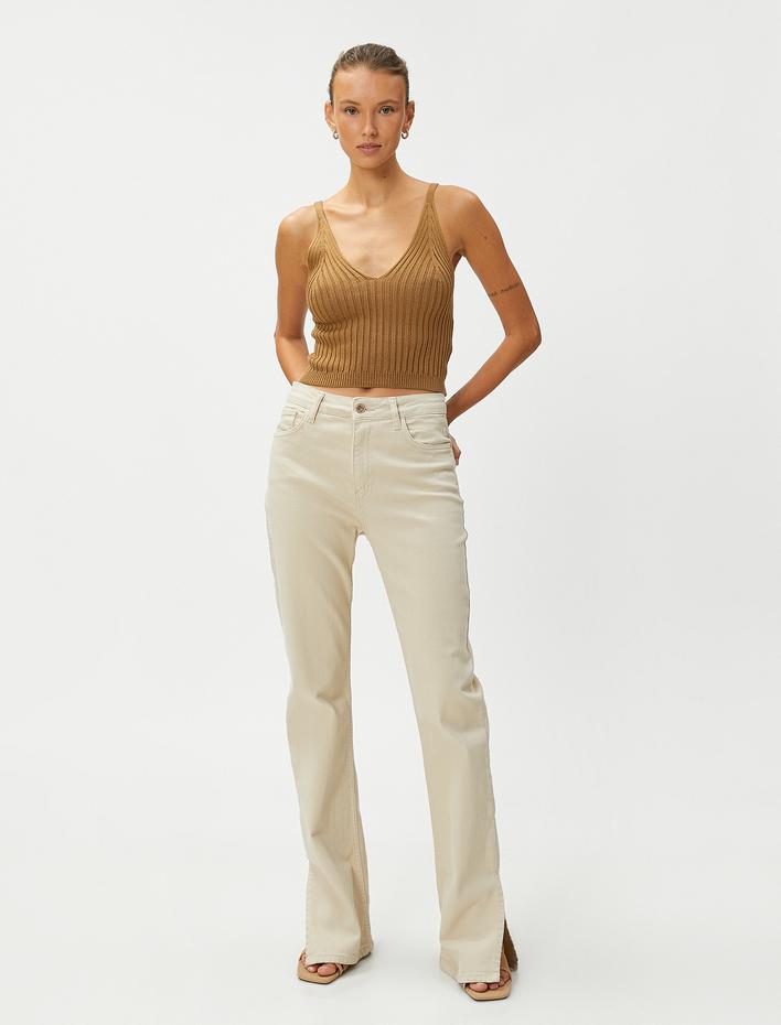  Crop Triko Atlet Askılı V Yaka