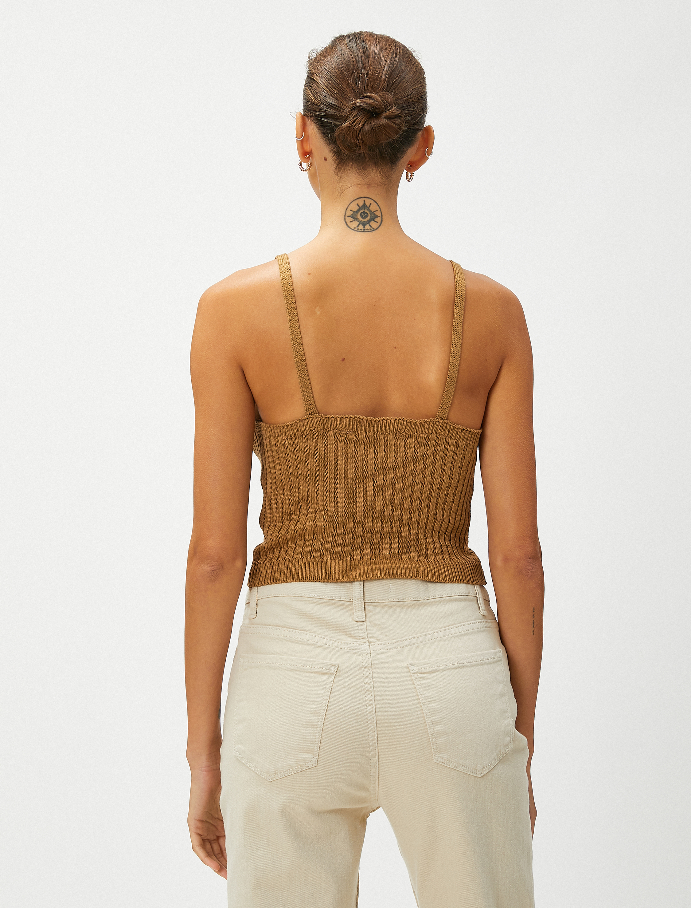   Crop Triko Atlet Askılı V Yaka