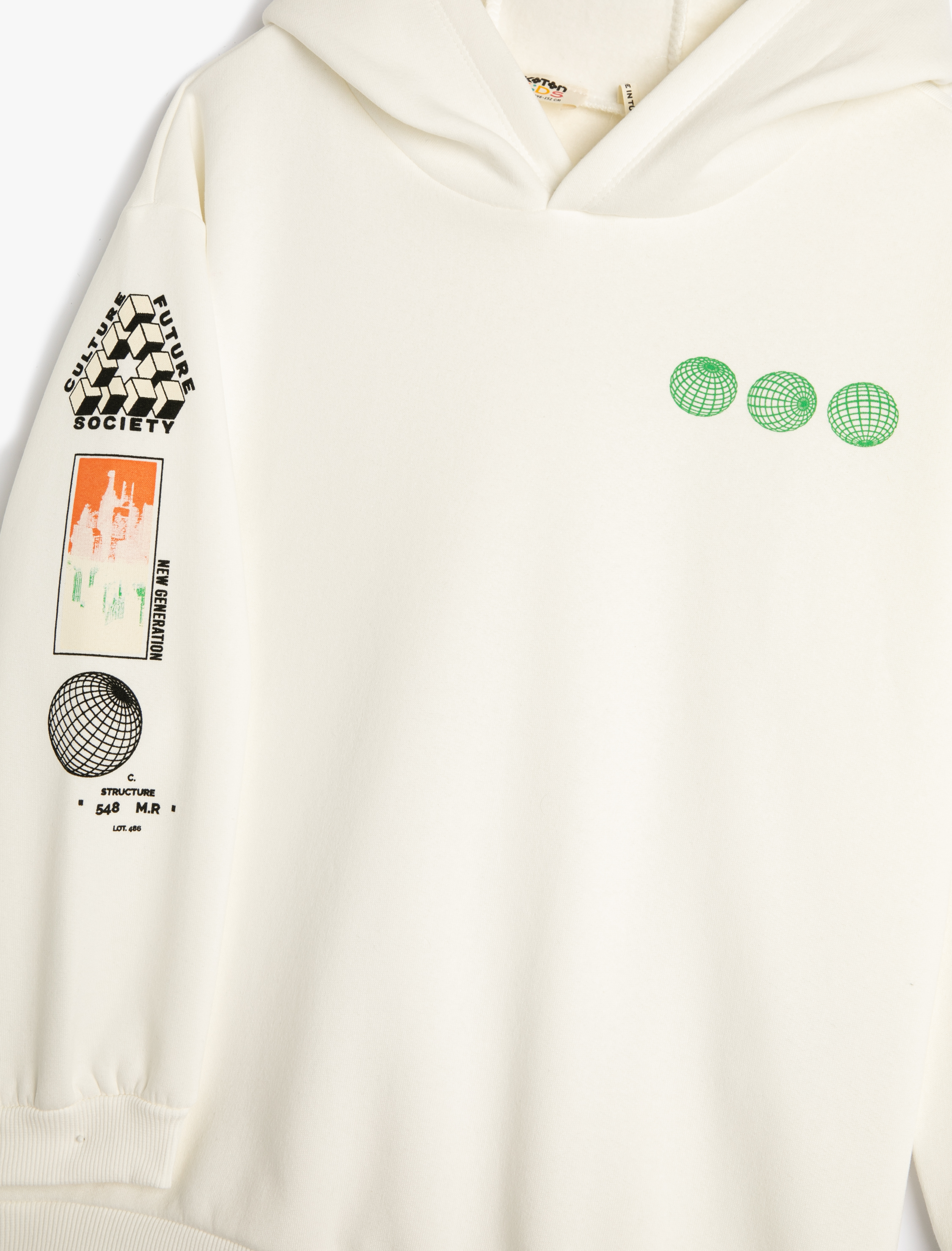  Erkek Çocuk Kapşonlu Sweatshirt Arkası Baskılı Şardonlu Uzun Kollu