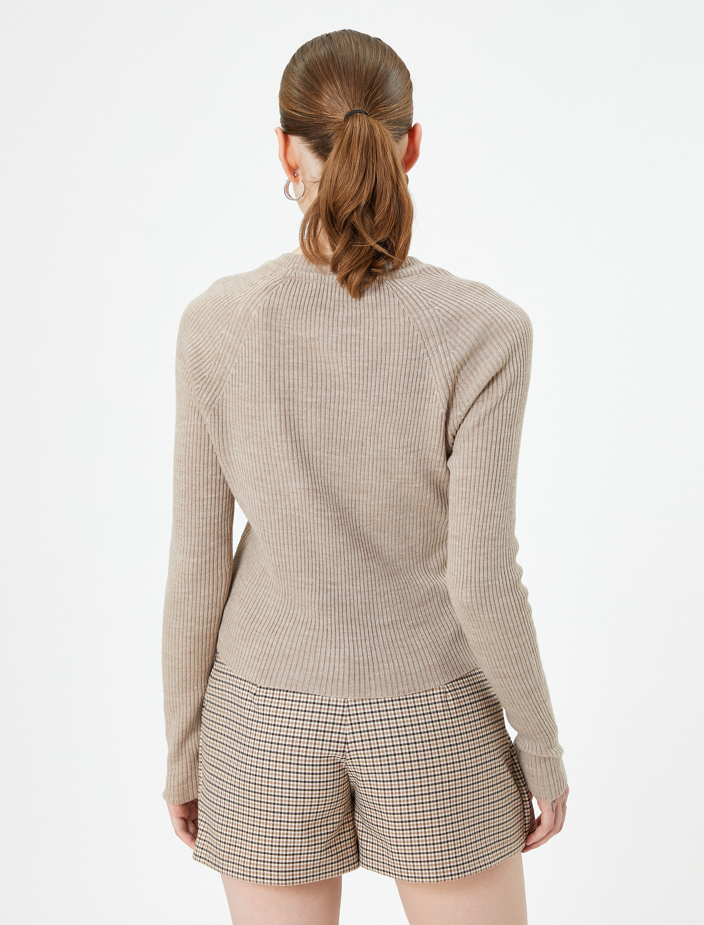   Triko Kazak Bisiklet Yaka Uzun Kollu Fitilli Kaşmir Dokulu