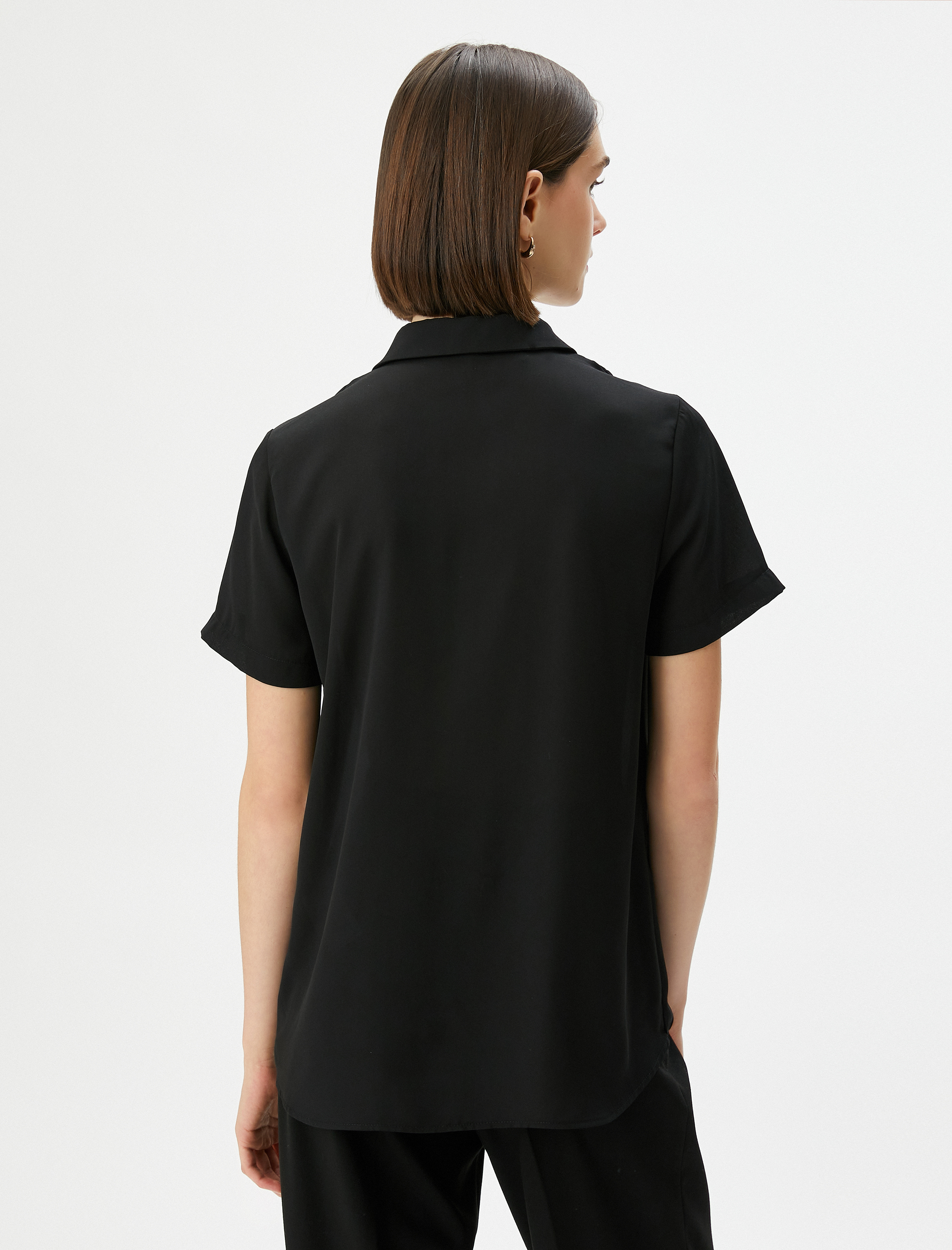   Şifon Gömlek Kısa Kollu Klasik Yaka