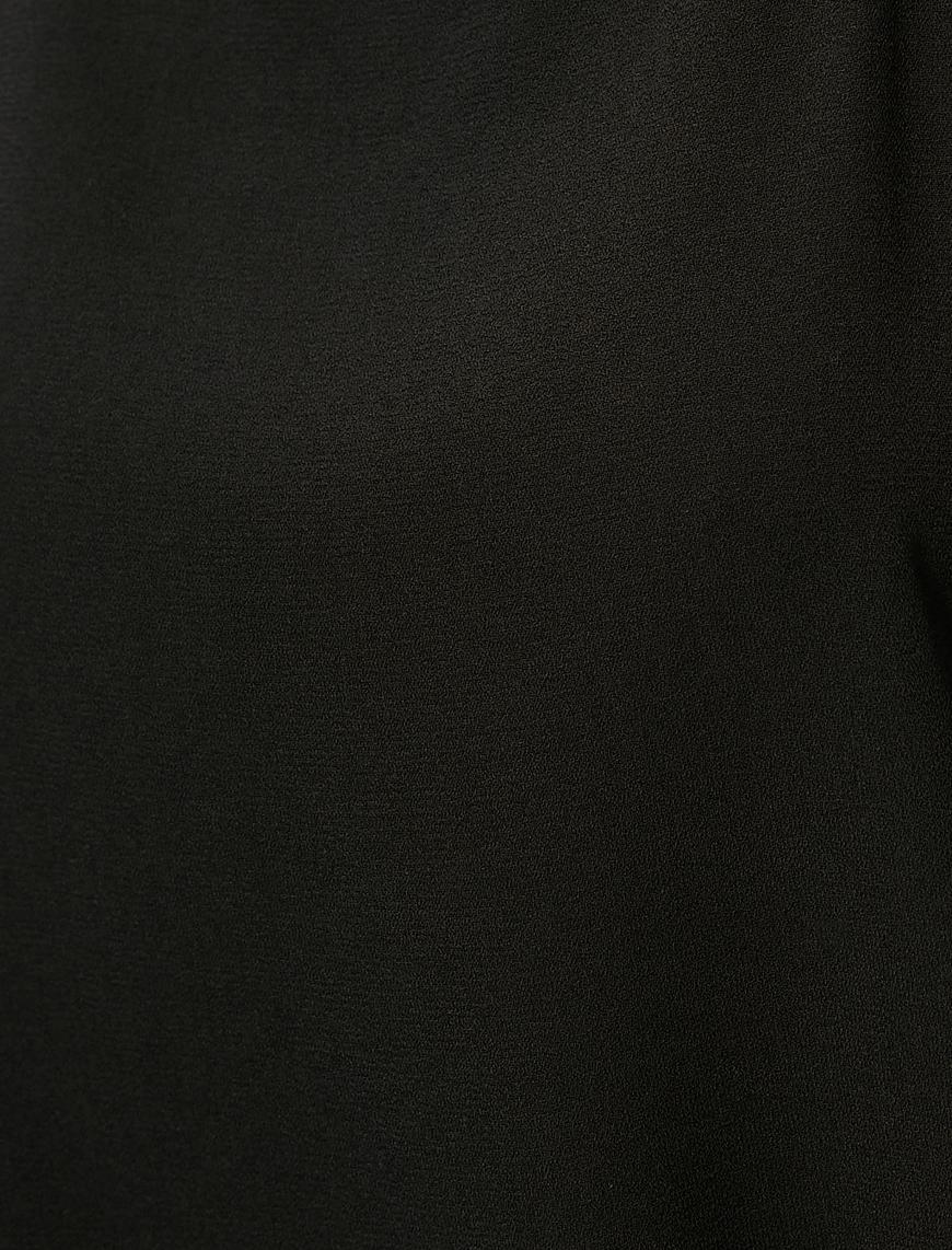   Askılı Mini Elbise Kare Yaka Şerit Detaylı