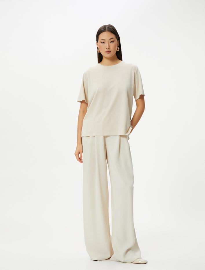  Basic Tişört Kısa Kollu Bisiklet Yaka Modal Karışımlı