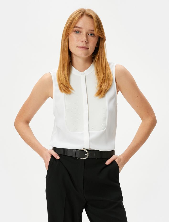  Hakim Yaka Gömlek Kolsuz Roba Detaylı