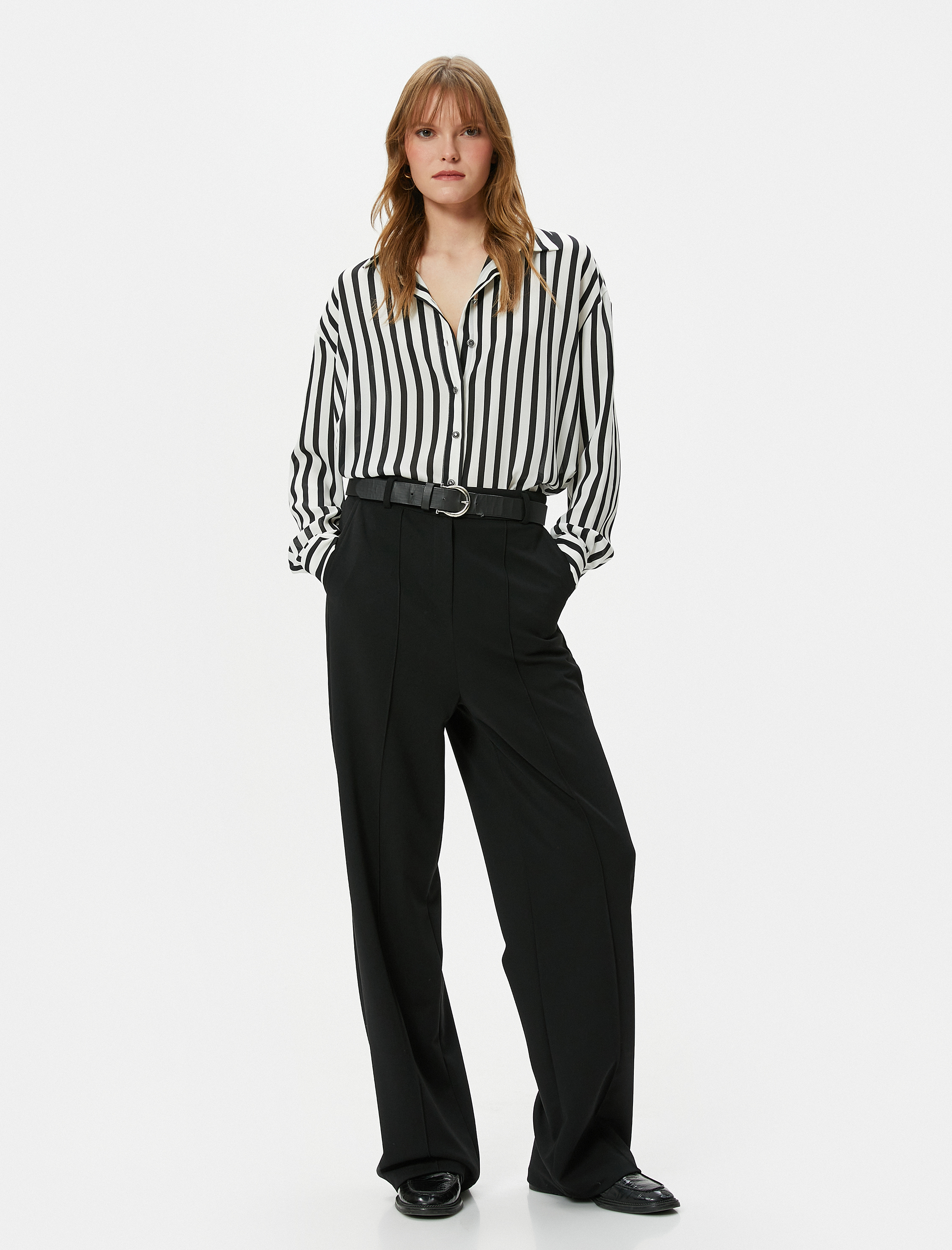   Oversize Gömlek Uzun Kollu Düğmeli Klasik Yaka