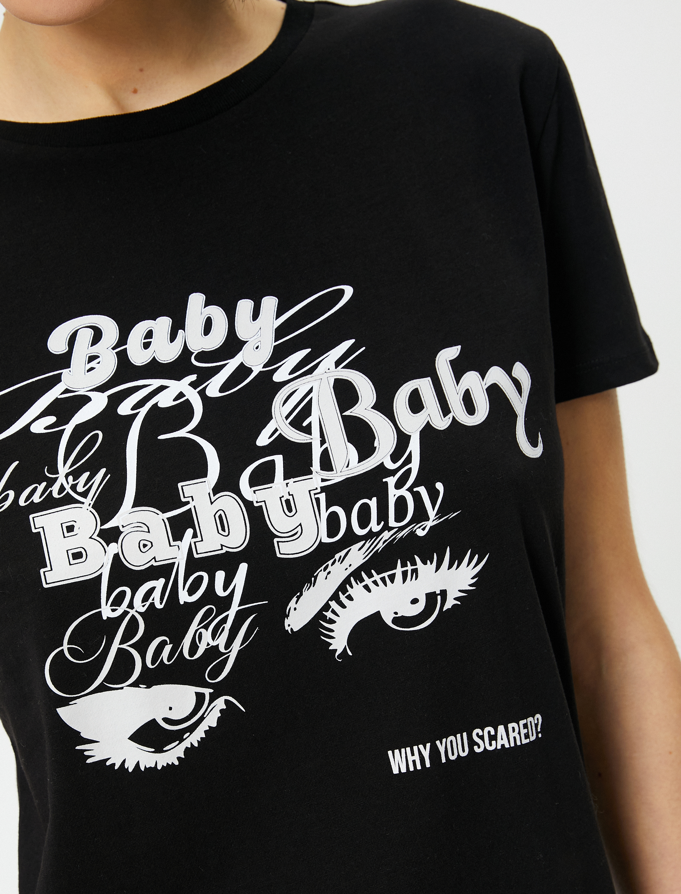   Slogan Baskılı Tişört Bisiklet Yaka Kısa Kollu