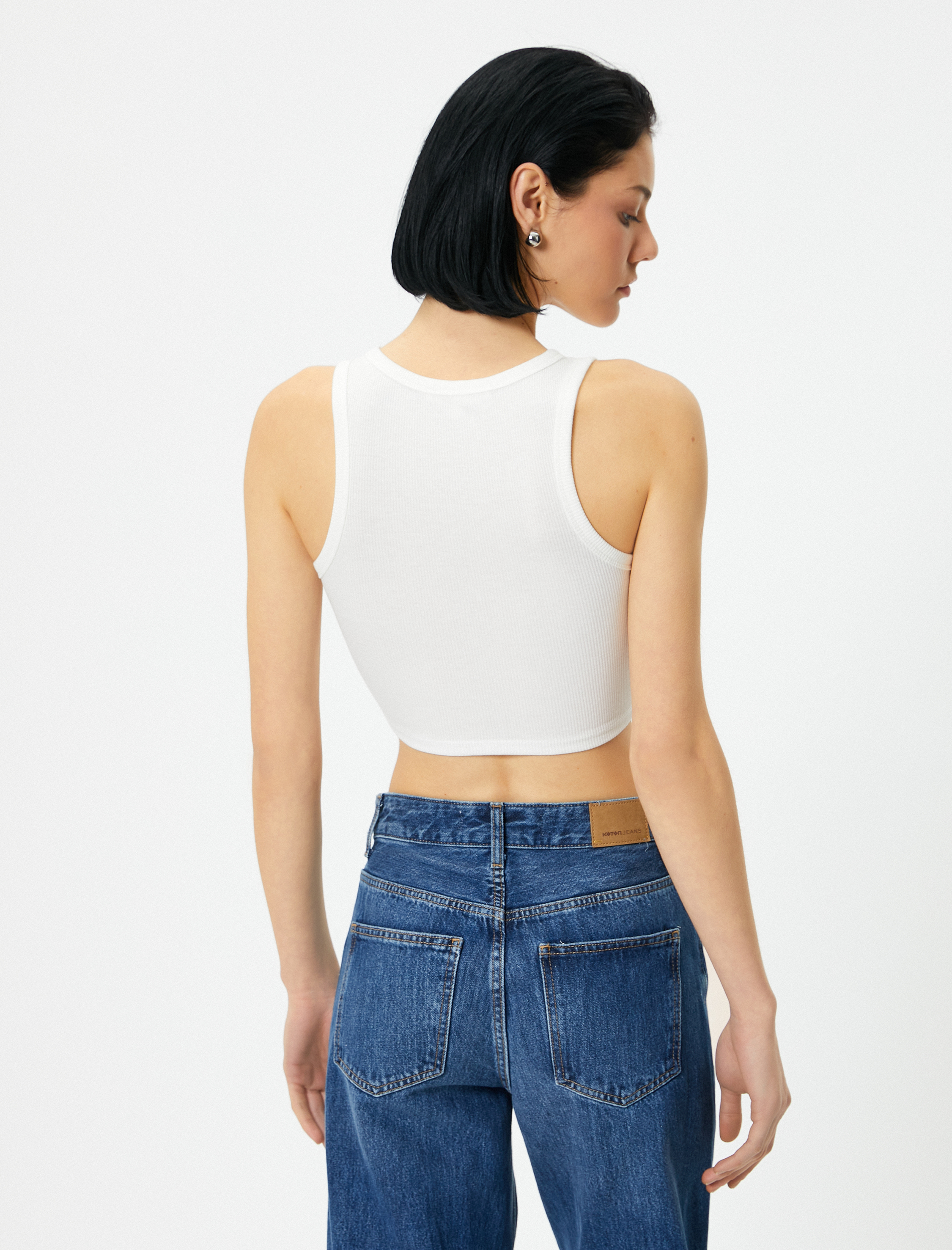 Halter Yaka Atlet Crop Ribanalı Kolsuz