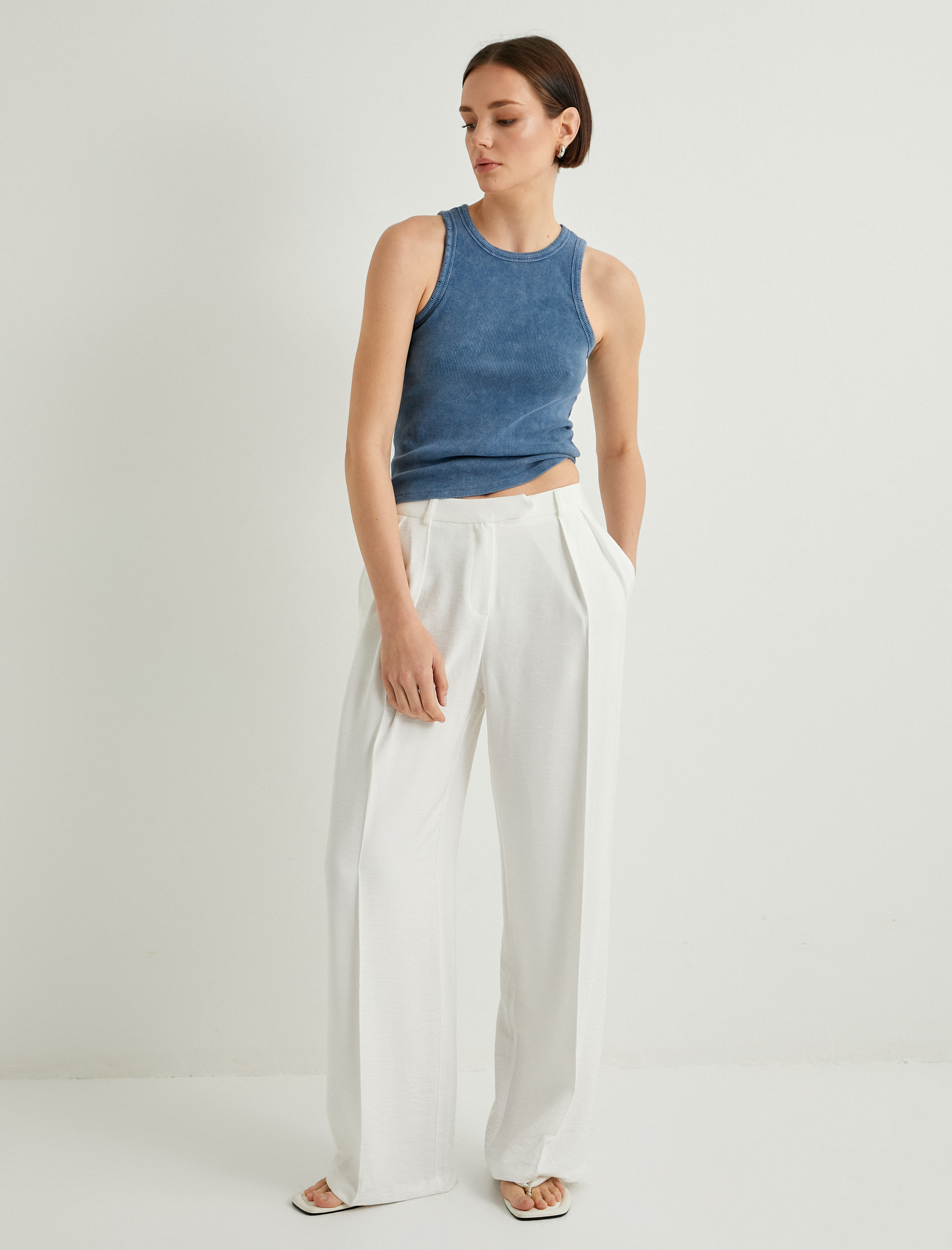   Fitilli Atlet Halter Yaka Basic Soluk Efektli