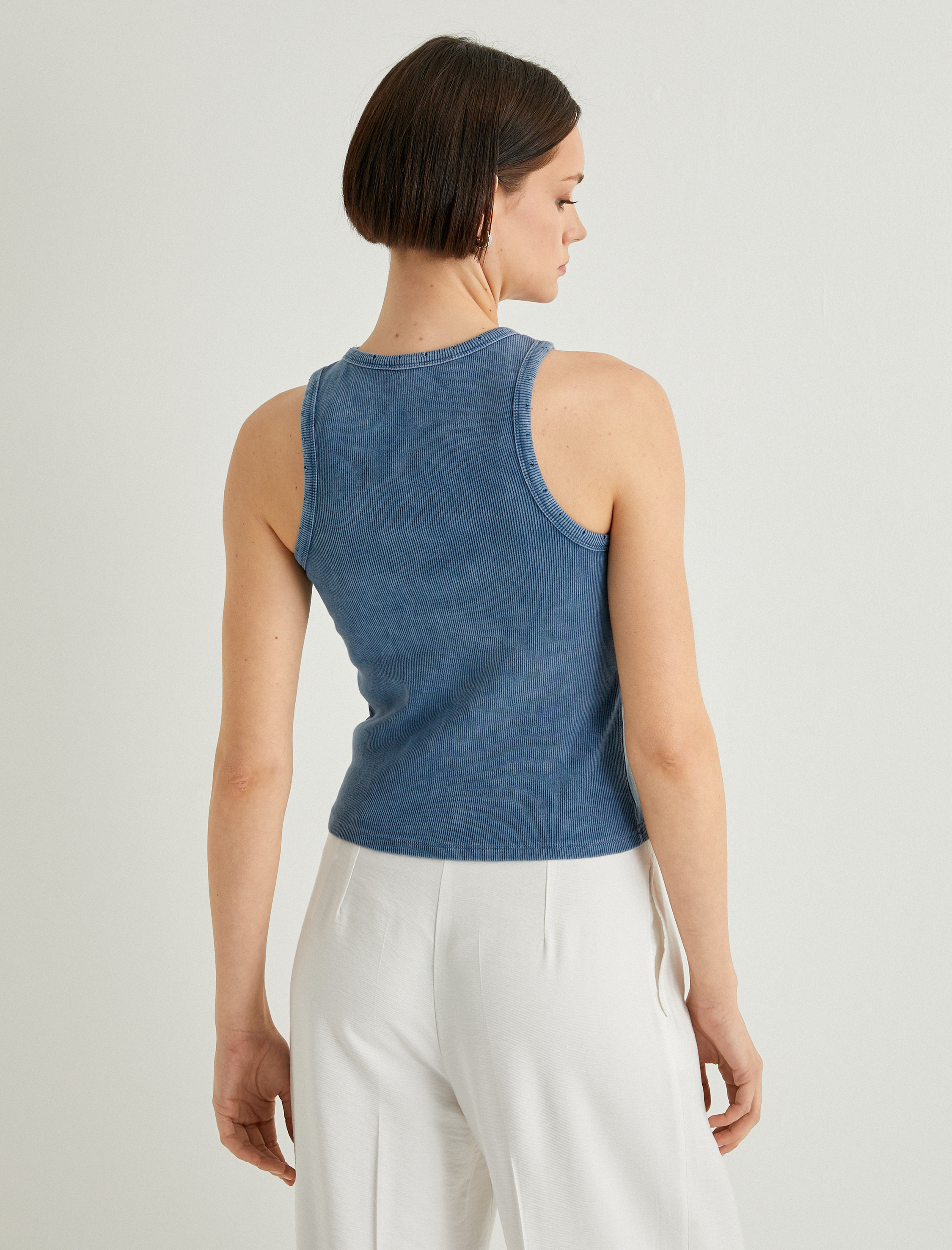   Fitilli Atlet Halter Yaka Basic Soluk Efektli