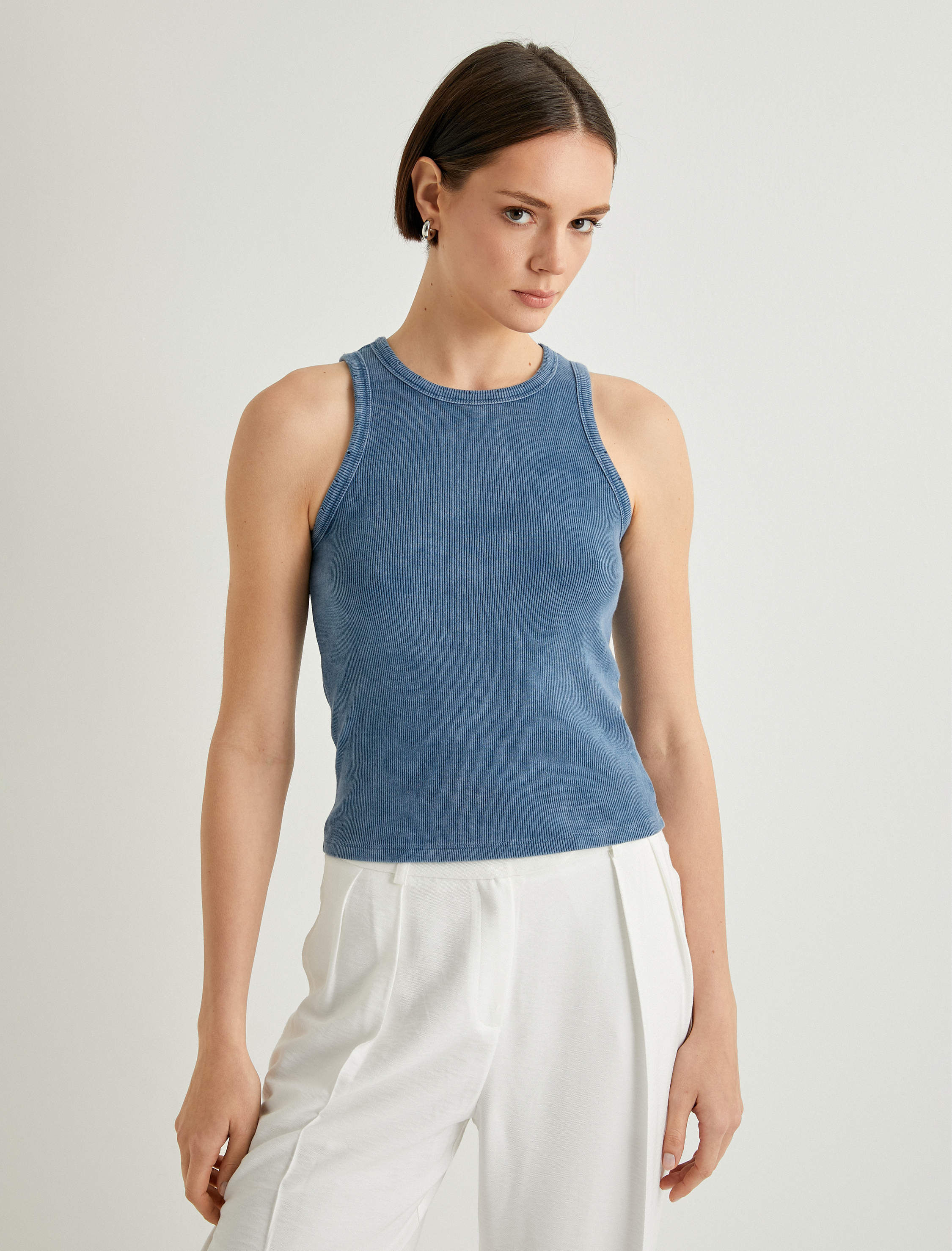   Fitilli Atlet Halter Yaka Basic Soluk Efektli