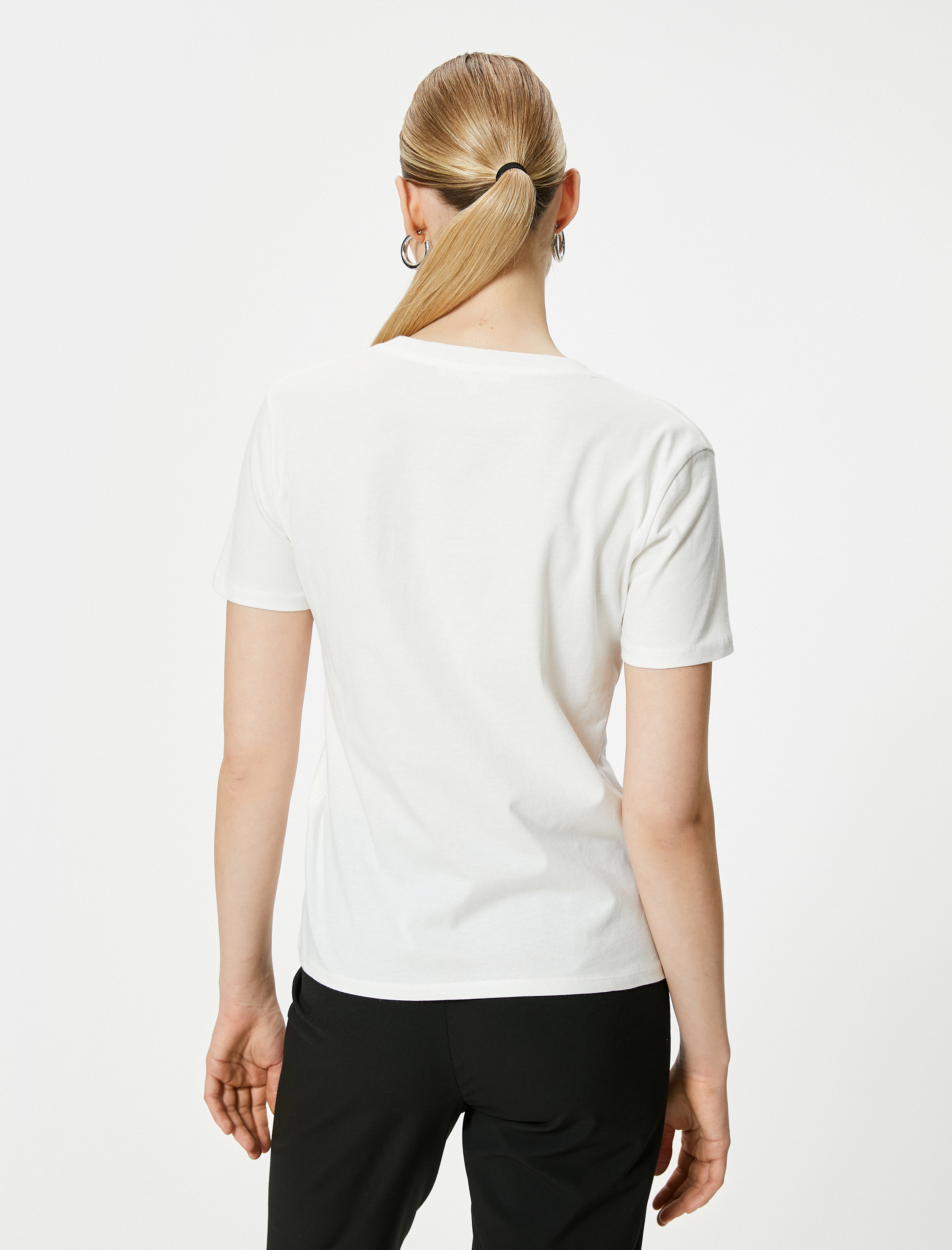   Baskılı Tişört Kısa Kollu Bisiklet Yaka Pamuklu