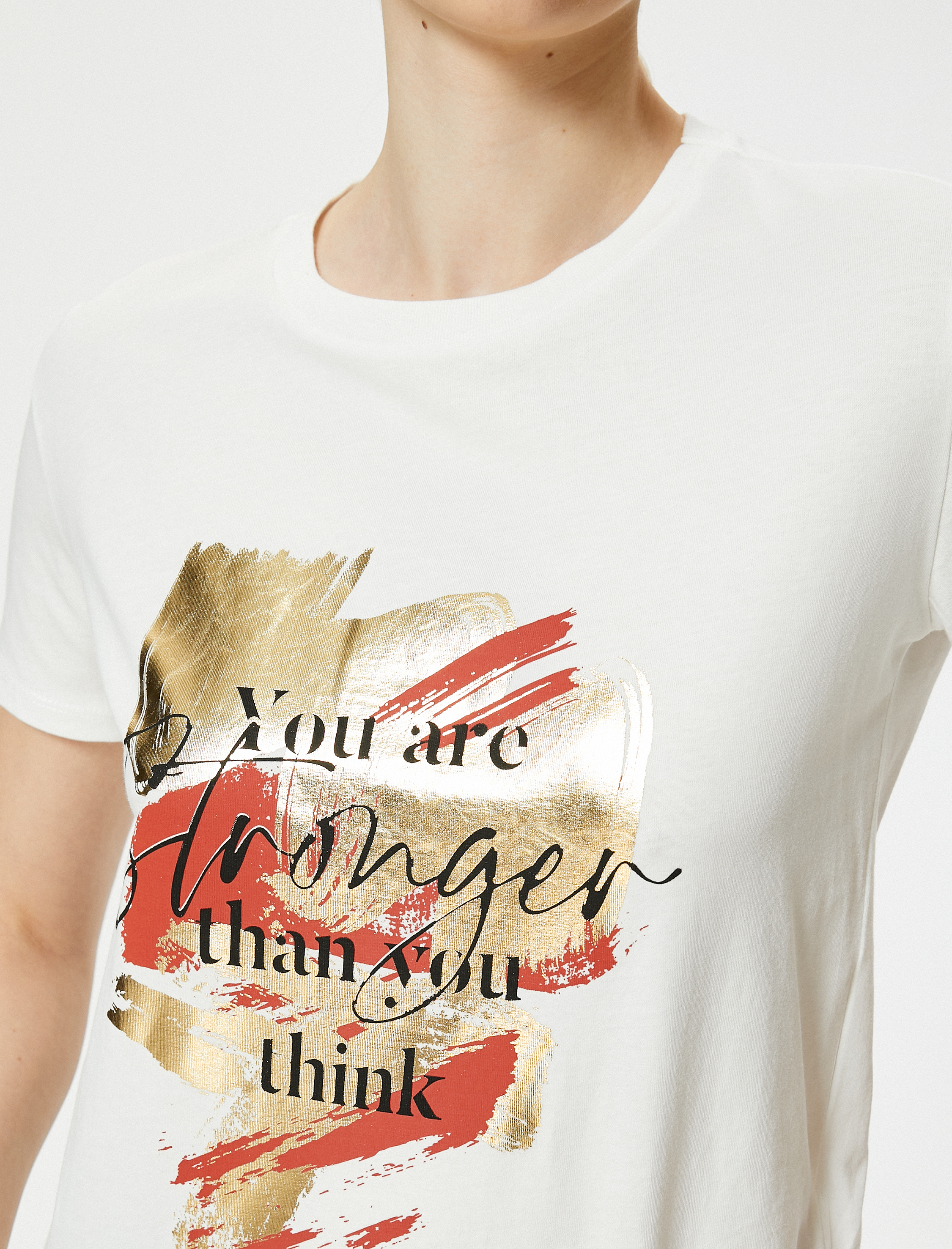   Baskılı Tişört Kısa Kollu Bisiklet Yaka Pamuklu