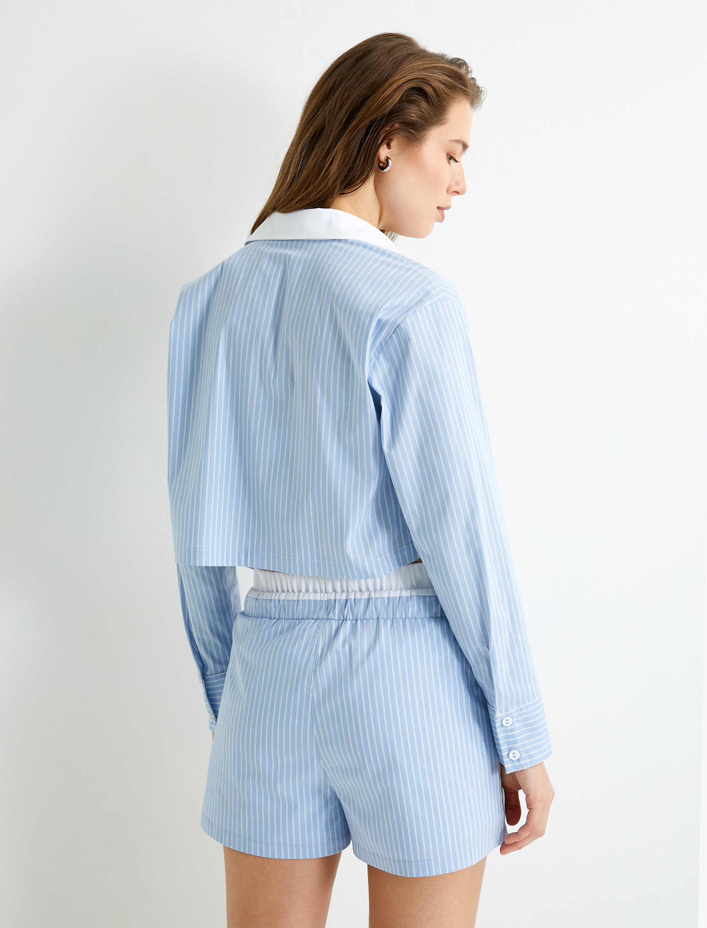   Düğmeli Pijama Üstü Uzun Kollu Pamuklu