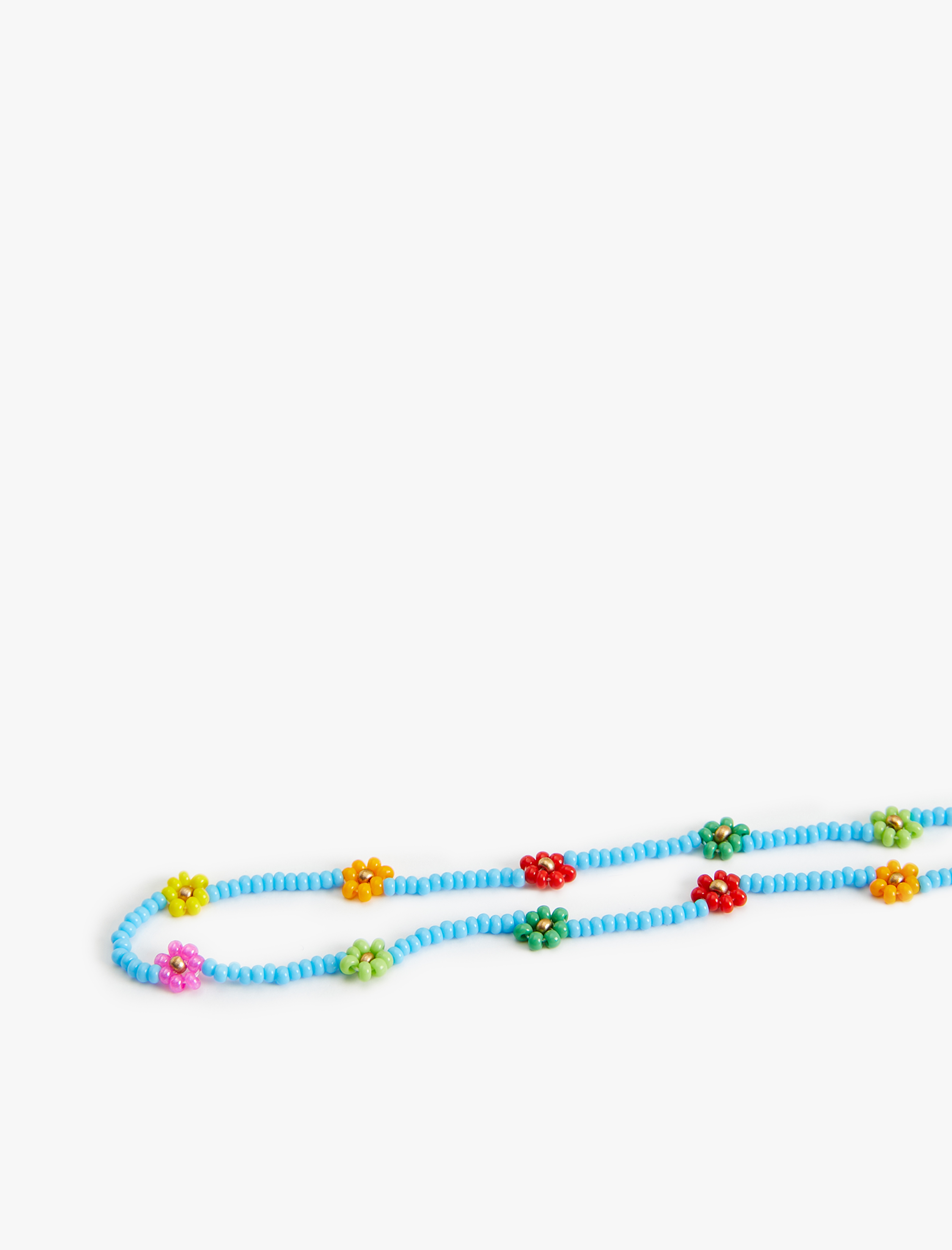  Kadın Boncuklu Kolye Renkli Çiçekli