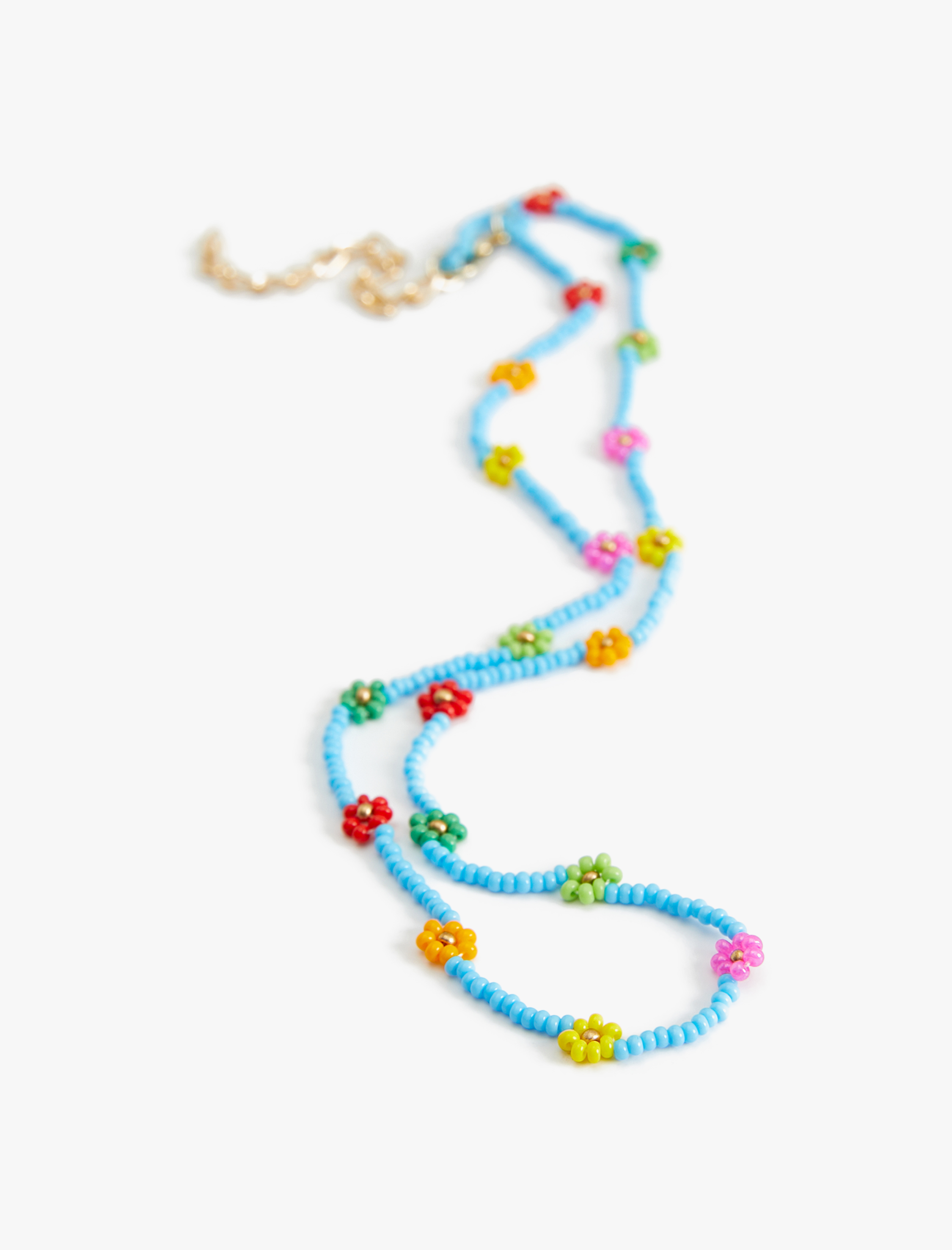  Kadın Boncuklu Kolye Renkli Çiçekli