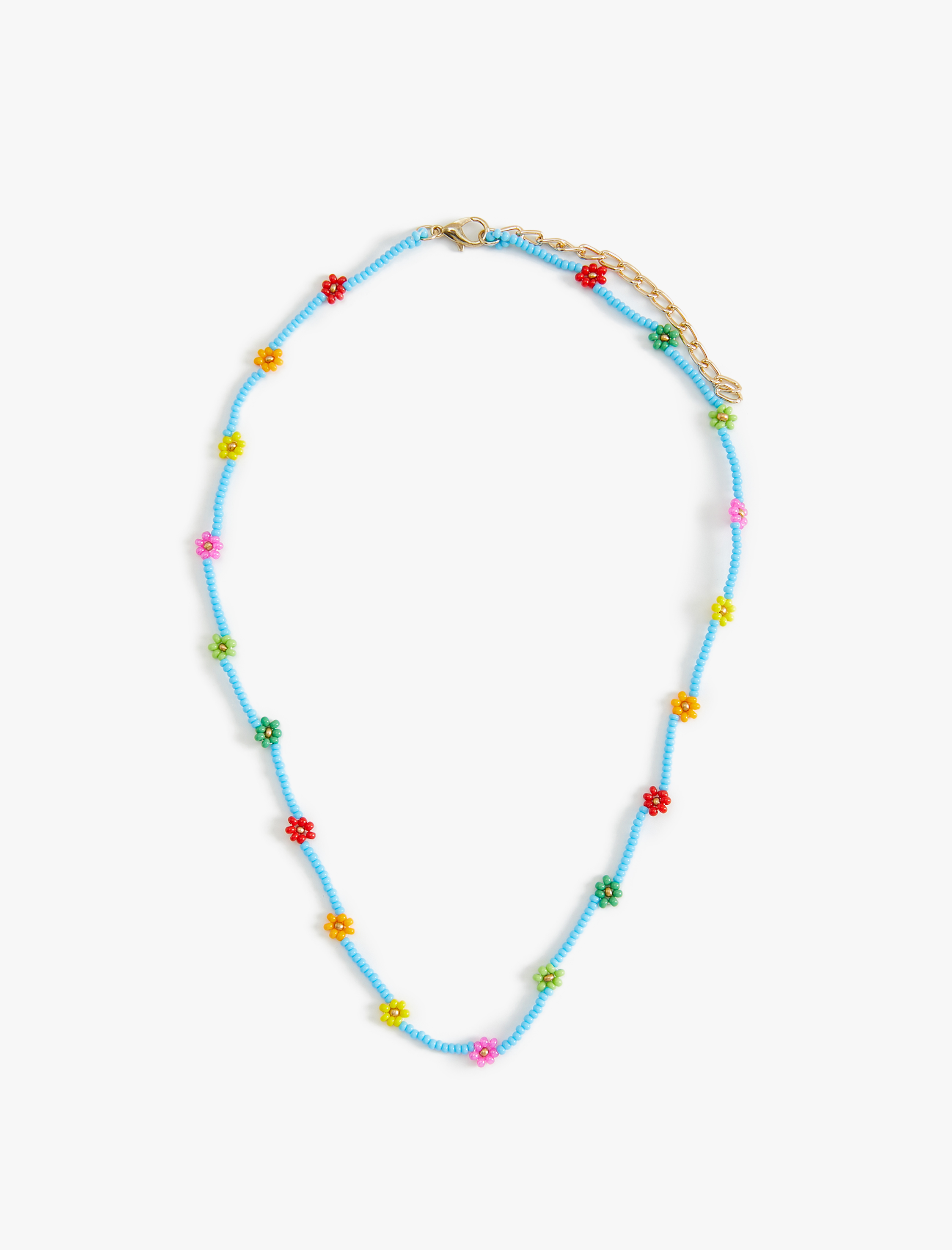  Kadın Boncuklu Kolye Renkli Çiçekli