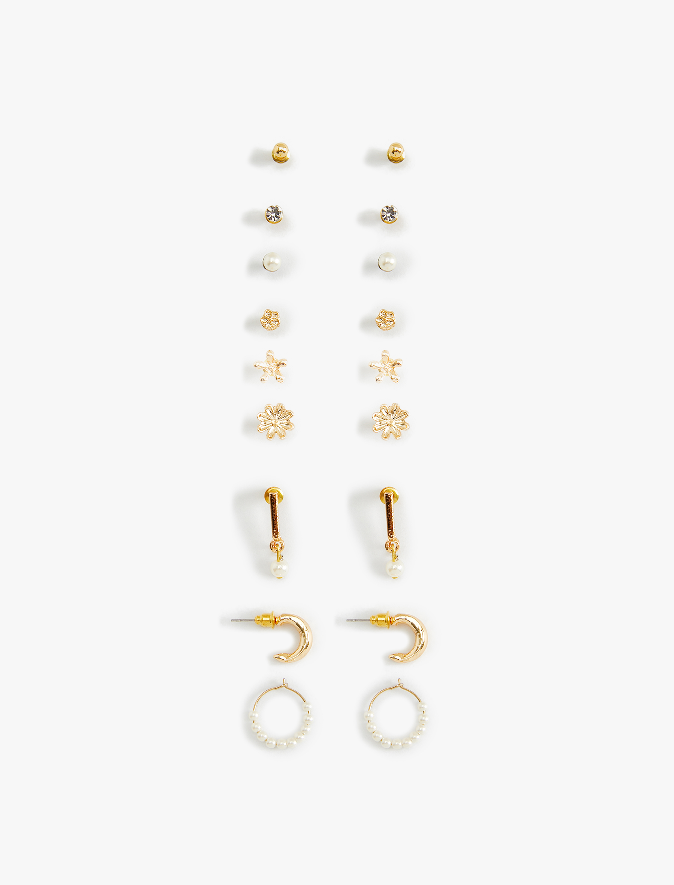  Kadın İnci ve Taş Detaylı Küpe Seti 9'lu