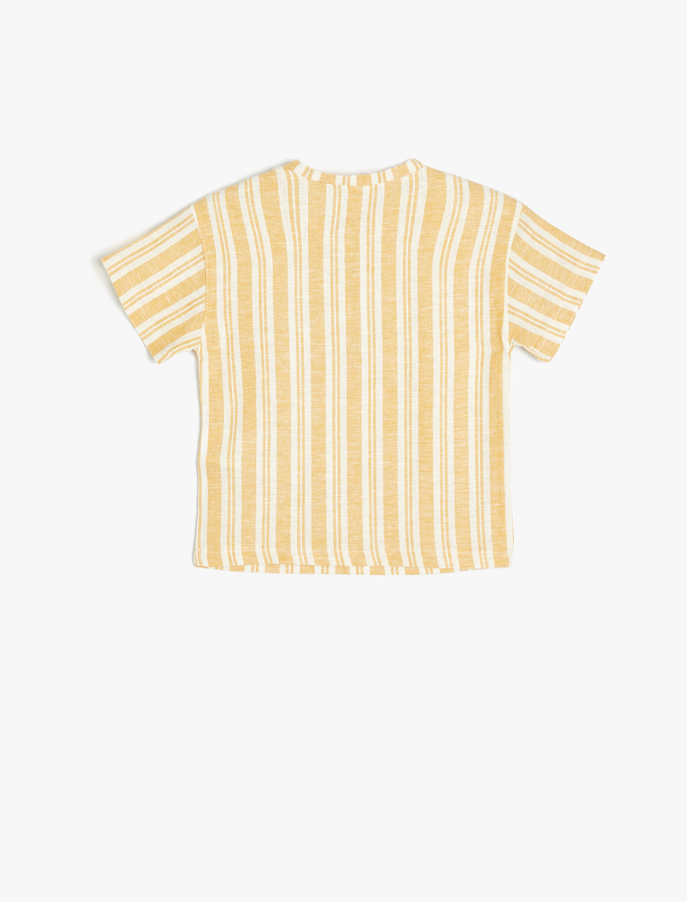  Erkek Bebek Gömlek Keten Karışımlı Bisiklet Yaka Düğme ve Cep Detaylı