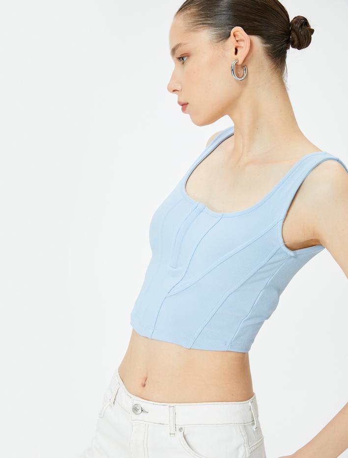  Korse Detaylı Crop Büstiyer Agraf Kapama Detaylı