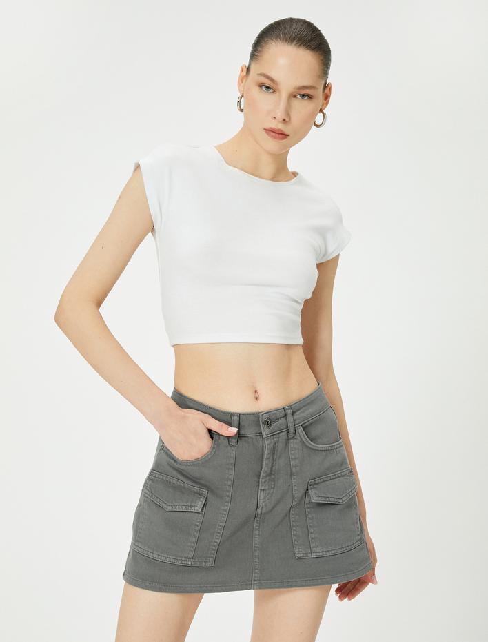  Kargo Mini Etek Rahat Kalıp Önden Cep Detaylı