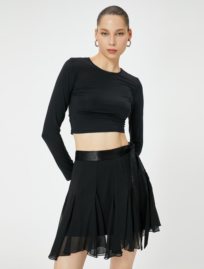  Mini Tül Fırfırlı Etek Astarlı Kuşak Detaylı