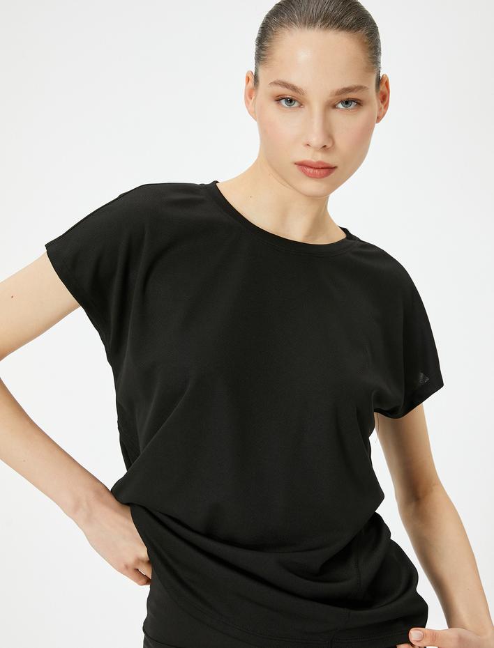  Basic Spor Tişört Kısa Kollu Bisiklet Yaka Rahat Kalıp