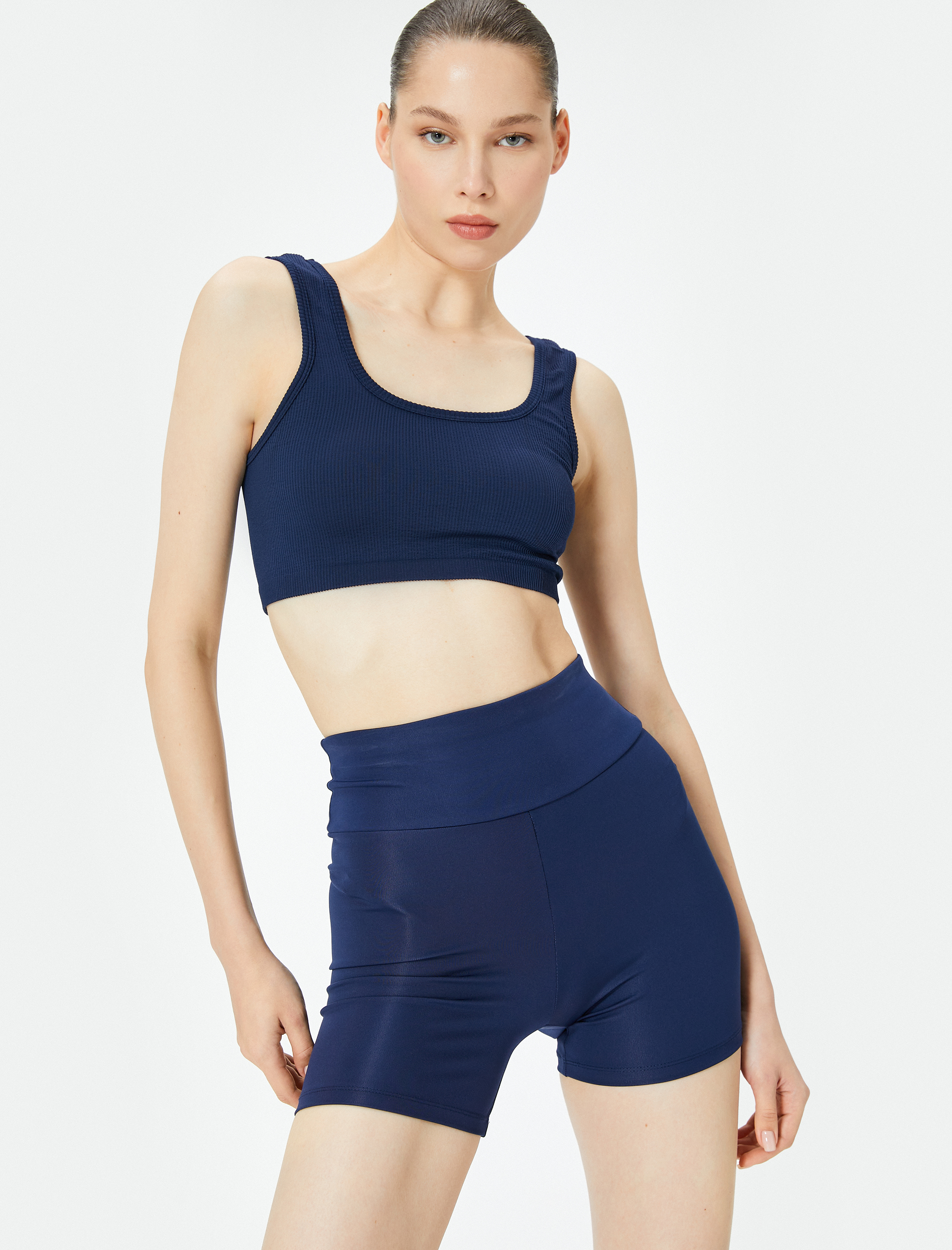   Spor Ekstra Biker Tayt Yüksek Bel Dokuma Slim Fit