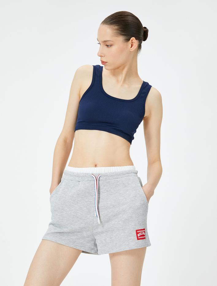  Çift Bel Detaylı Spor Mini Şort Cepli Beli Bağlamalı