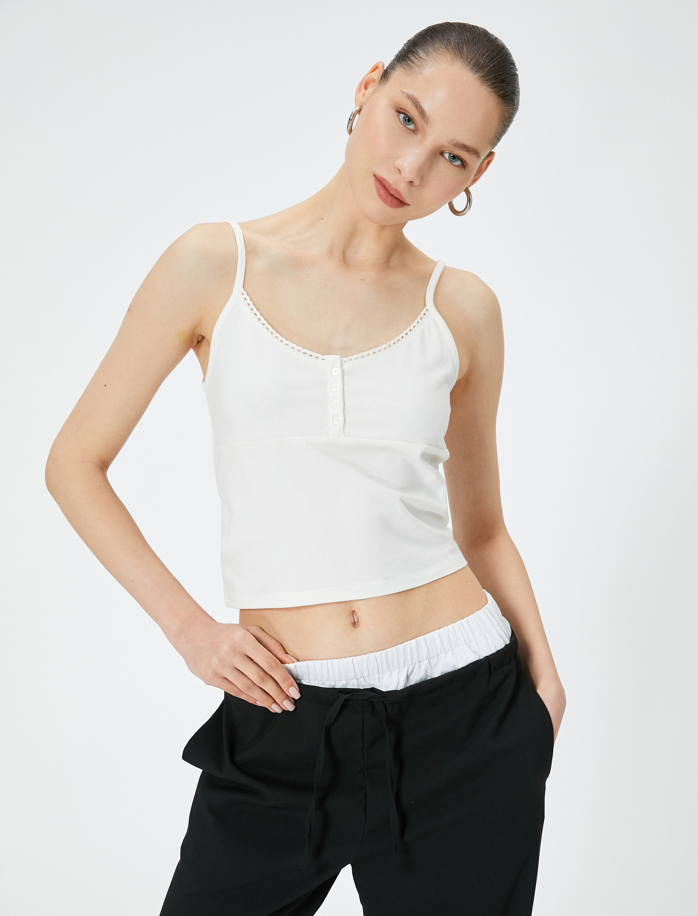   Düğmeli Askılı Atlet Slim Fit Pamuklu